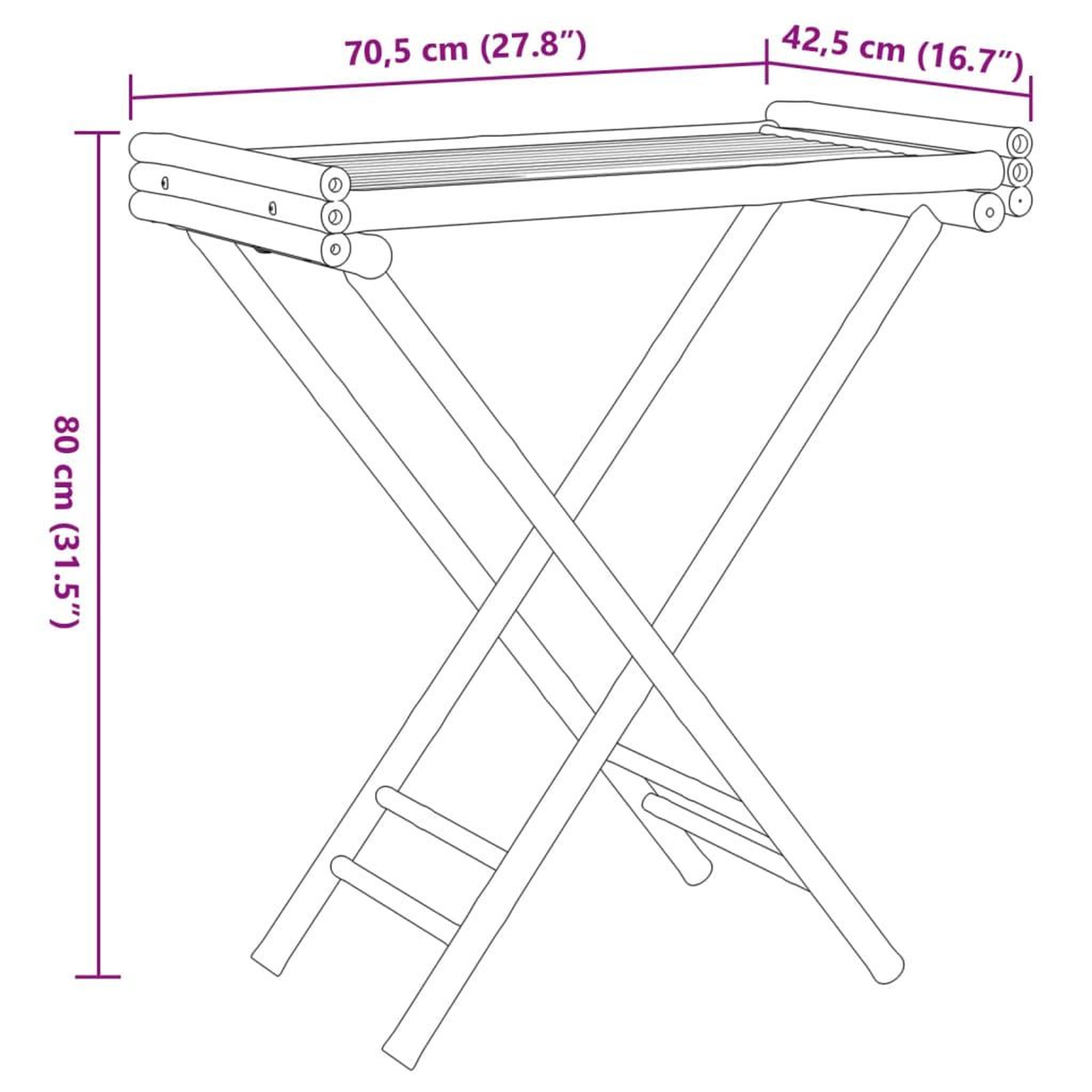 Voir la diapositive 6 : VIDAXL Table a plateau pliante 70,5x42,5x80 cm bambou