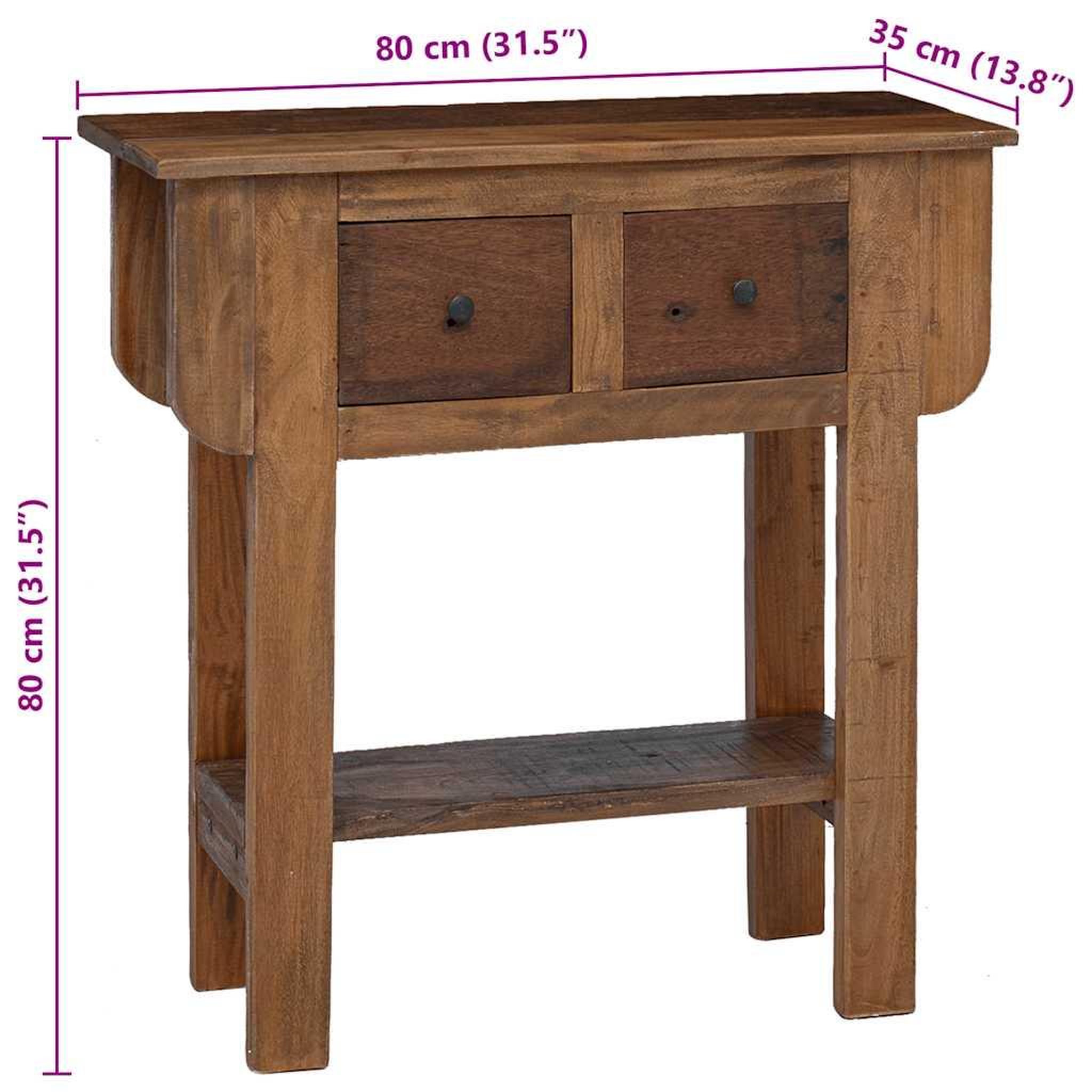 Voir la diapositive 6 : VIDAXL Table console bois de recuperation melange 80x35x80 cm
