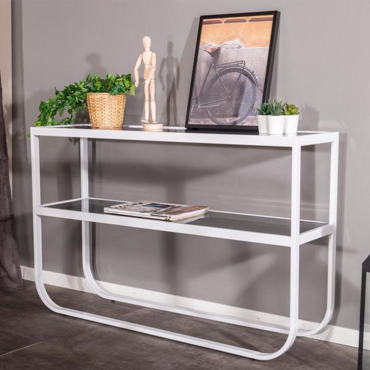 Paris Prix Console Design en Verre  Rocker  110cm Blanc