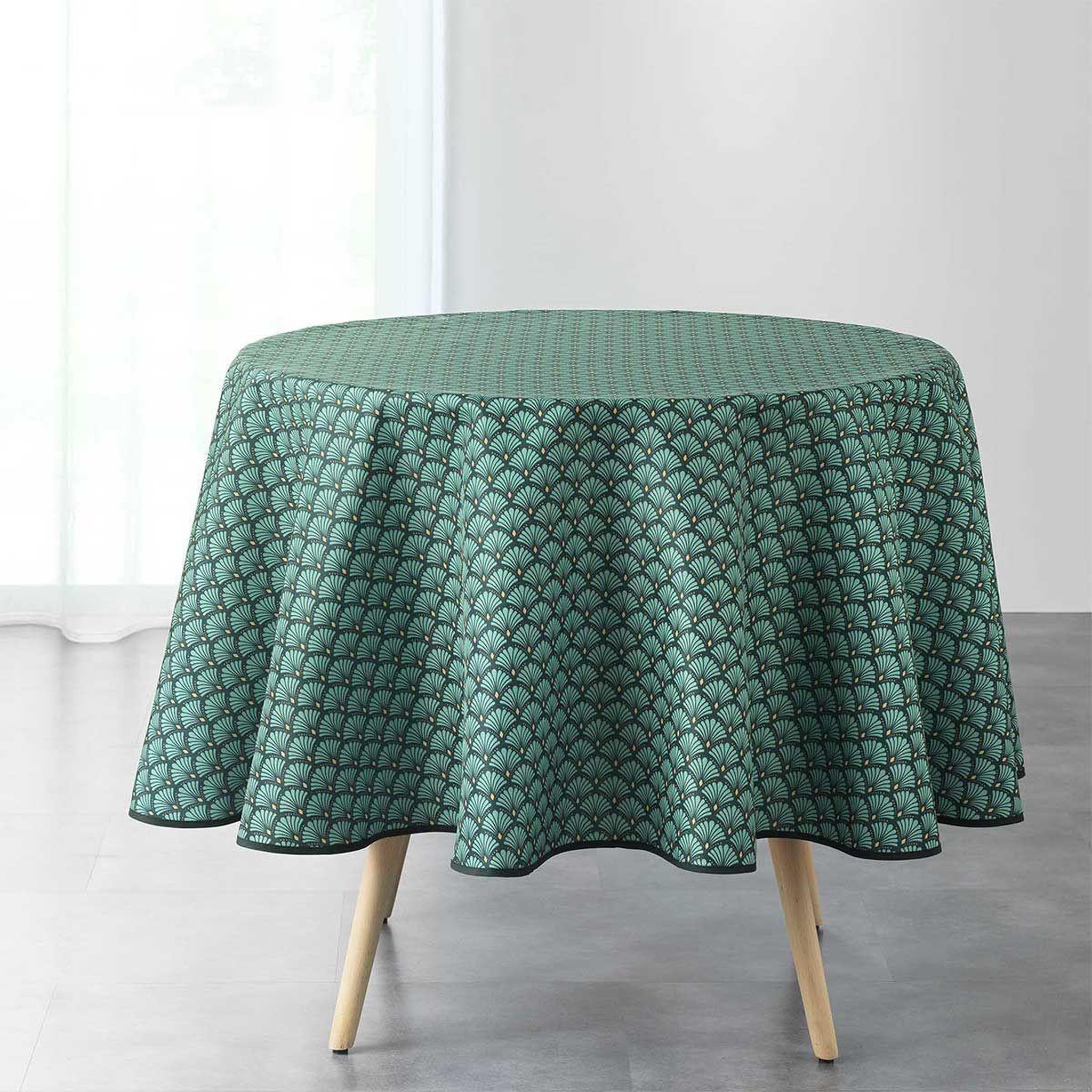 Douceur d'Intérieur Nappe ronde imprimée  art chic  180cm vert