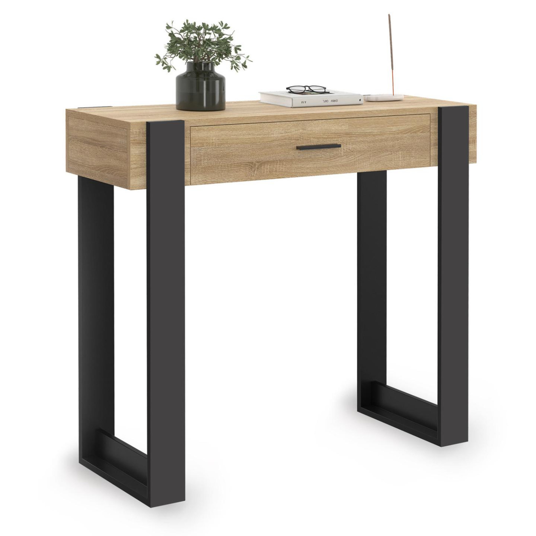 ID MARKET Console 1 tiroir phoenix bois et noir