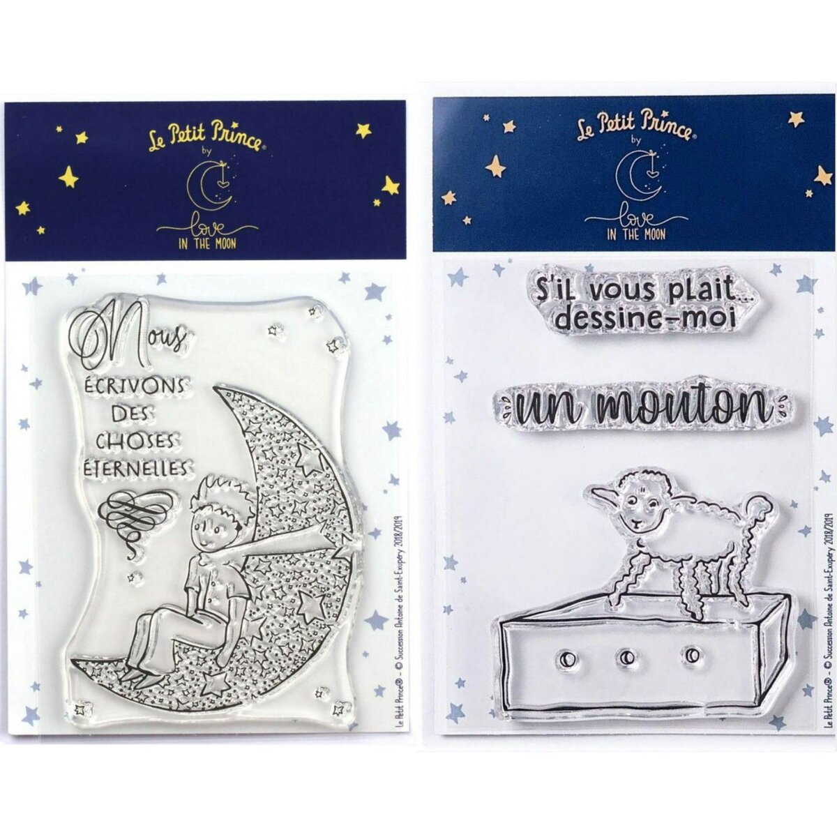  4 Tampons transparents Le Petit Prince Lune et Mouton