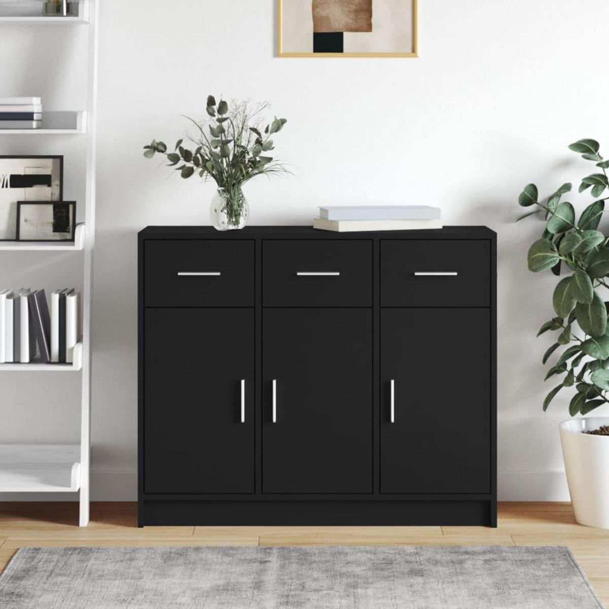 VIDAXL Buffet noir 91x28x75 cm bois d'ingenierie