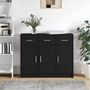 Voir la diapositive 1 : VIDAXL Buffet noir 91x28x75 cm bois d'ingenierie