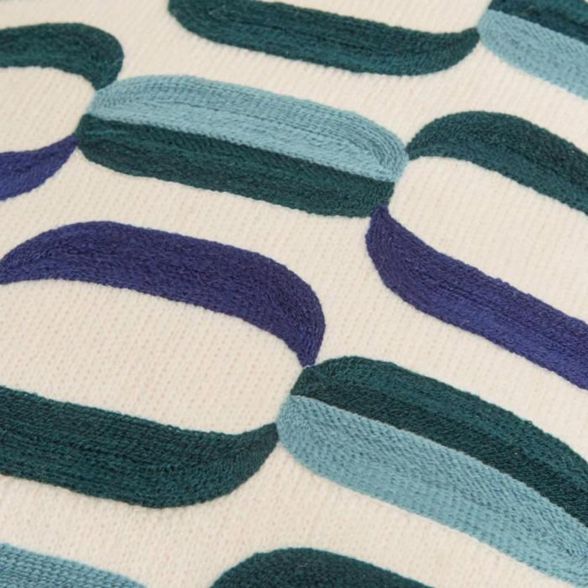 ATMOSPHERA Coussin Déco Brodé  Hary  35x75cm Bleu