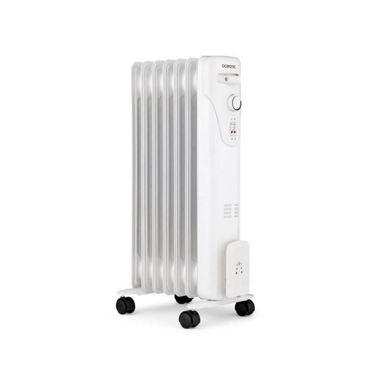 OCEANIC Radiateur électrique bain d'huile 1500W OCEANIC - 3 puissances - 7 éléments - Blanc - Mobile