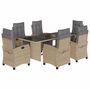 Voir la diapositive 2 : VIDAXL Ensemble a manger de jardin coussins 7 pcs melange beige rotin