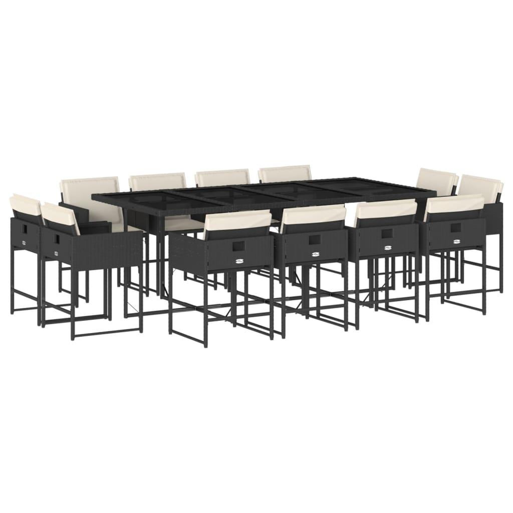 Voir la diapositive 2 : VIDAXL Ensemble a manger de jardin 13 pcs coussins noir resine tressee