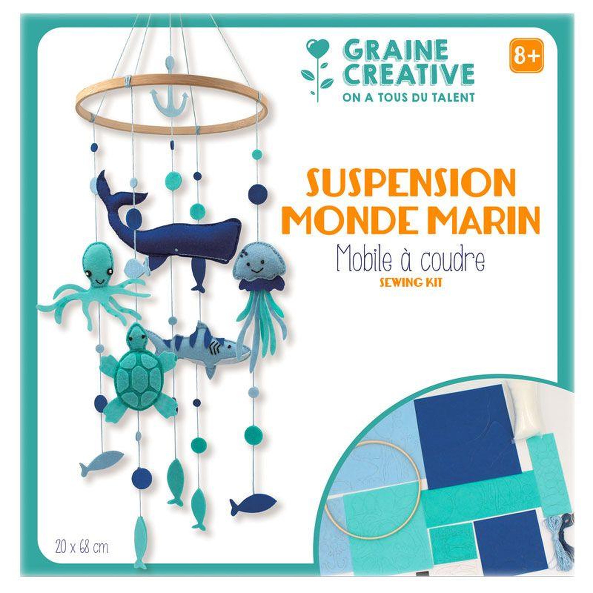 Voir la diapositive 1 : Graine créative Je fabrique mon mobile bébé - Monde marin coffret DIY