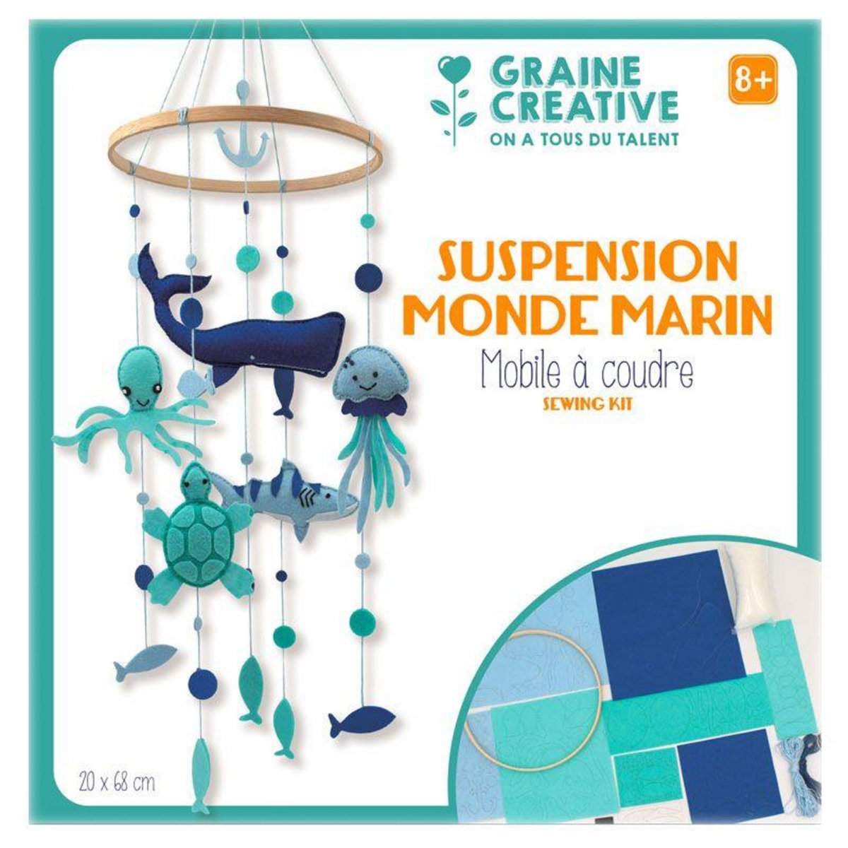 Graine créative Je fabrique mon mobile bébé - Monde marin coffret DIY