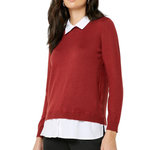 JACQUELINE DE YONG Pull Bordeaux Femme Jacqueline de Yong Tara. Coloris disponibles : Rouge
