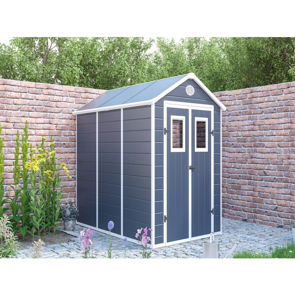 Habitat et Jardin Abri de jardin résine  Texas  - 5.23 m² - kit d'ancrage inclus  - Anthracite