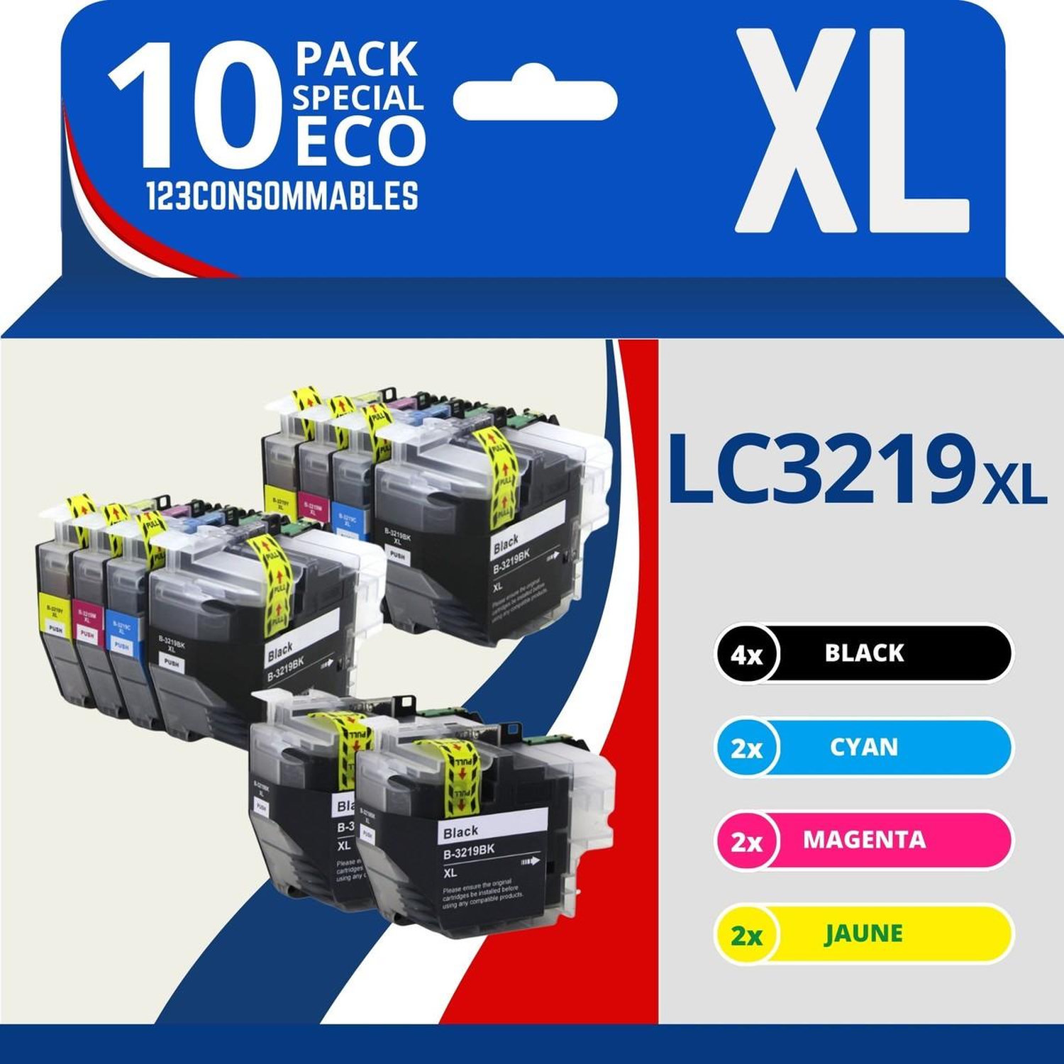 Pack 10 cartouches compatibles BROTHER LC3219 XL