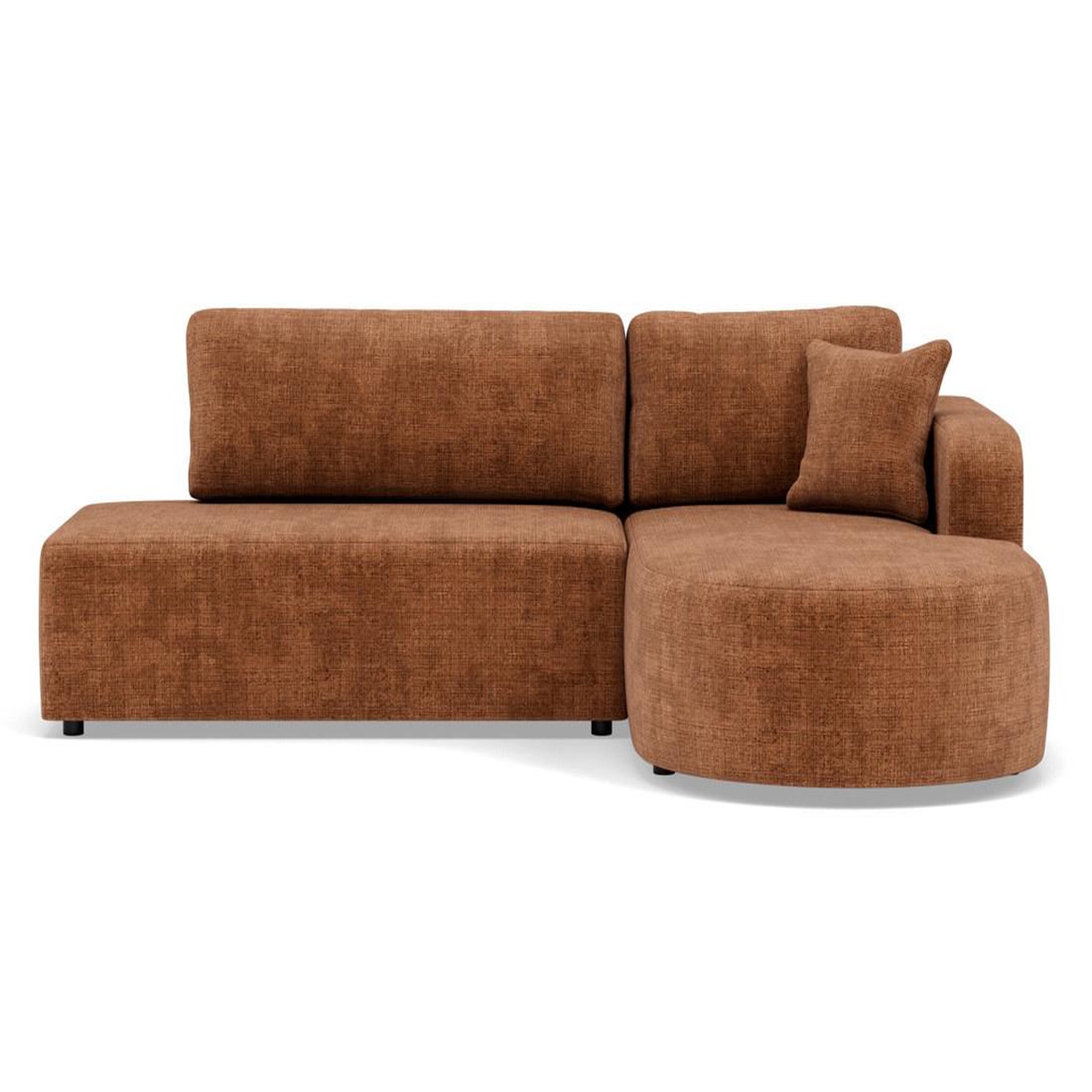 Voir la diapositive 1 : BEST MOBILIER Miro - canapé d'angle droit 4 places convertible avec coffre en velours texturé