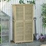 Voir la diapositive 2 : OUTSUNNY Armoire de jardin abri jardin remise pour outils sur pied dim. 79L x 42l x 160H cm 2 étagères portes persiennes toit bitumé étanche bois pin autoclave gris