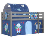 Paris Prix Pack - Lit Enfant Surélevé, Tente, 3 Pochettes & Tunnel  Pino Astronaute II  Gris