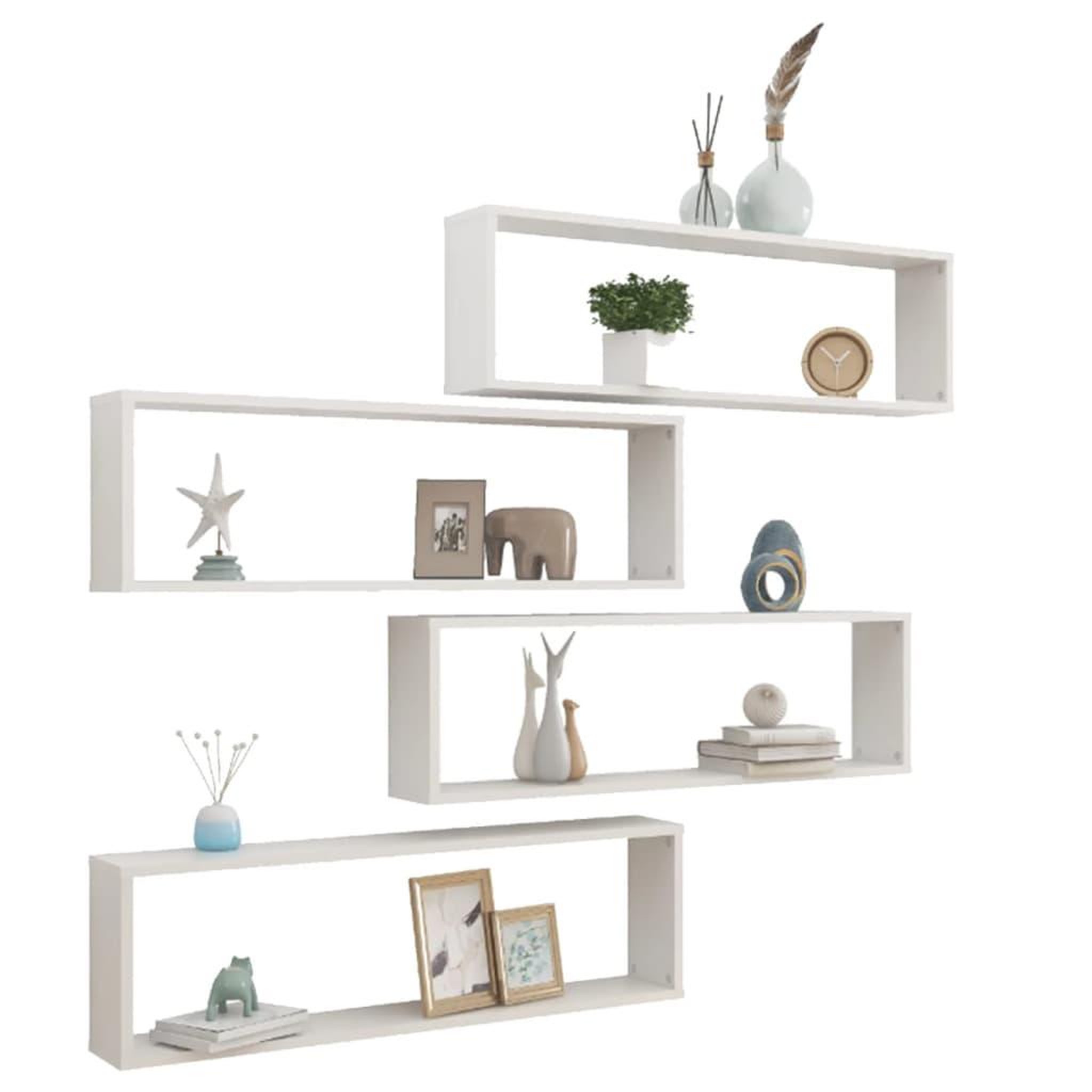 Voir la diapositive 3 : VIDAXL Etageres cube murales 4 pcs blanc brillant bois d'ingenierie