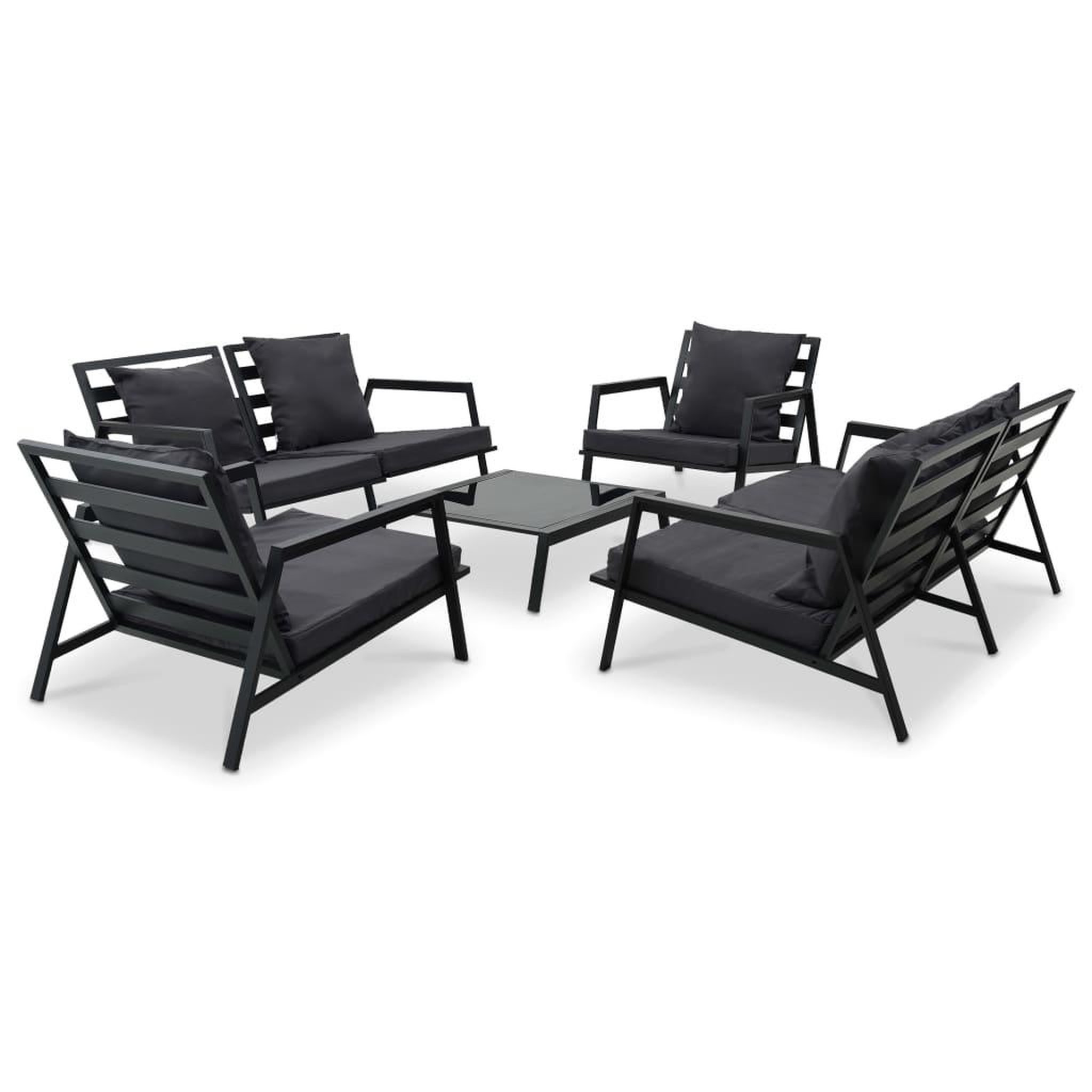 VIDAXL Salon de jardin 5 pcs avec coussins aluminium gris fonce