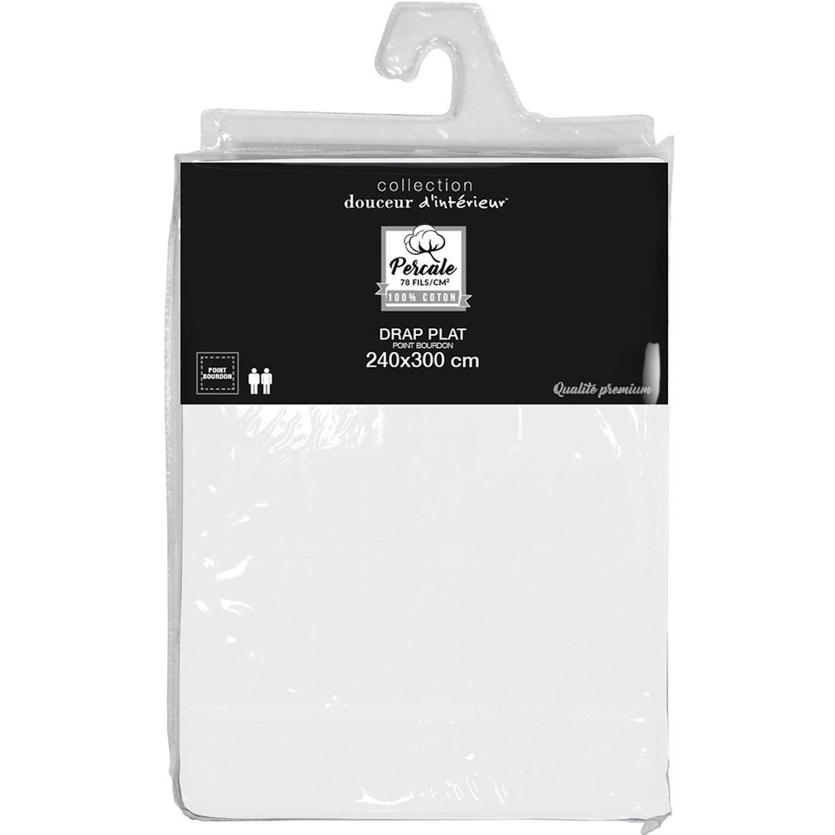 Paris Prix Drap Plat  Percaline  240x300cm Blanc