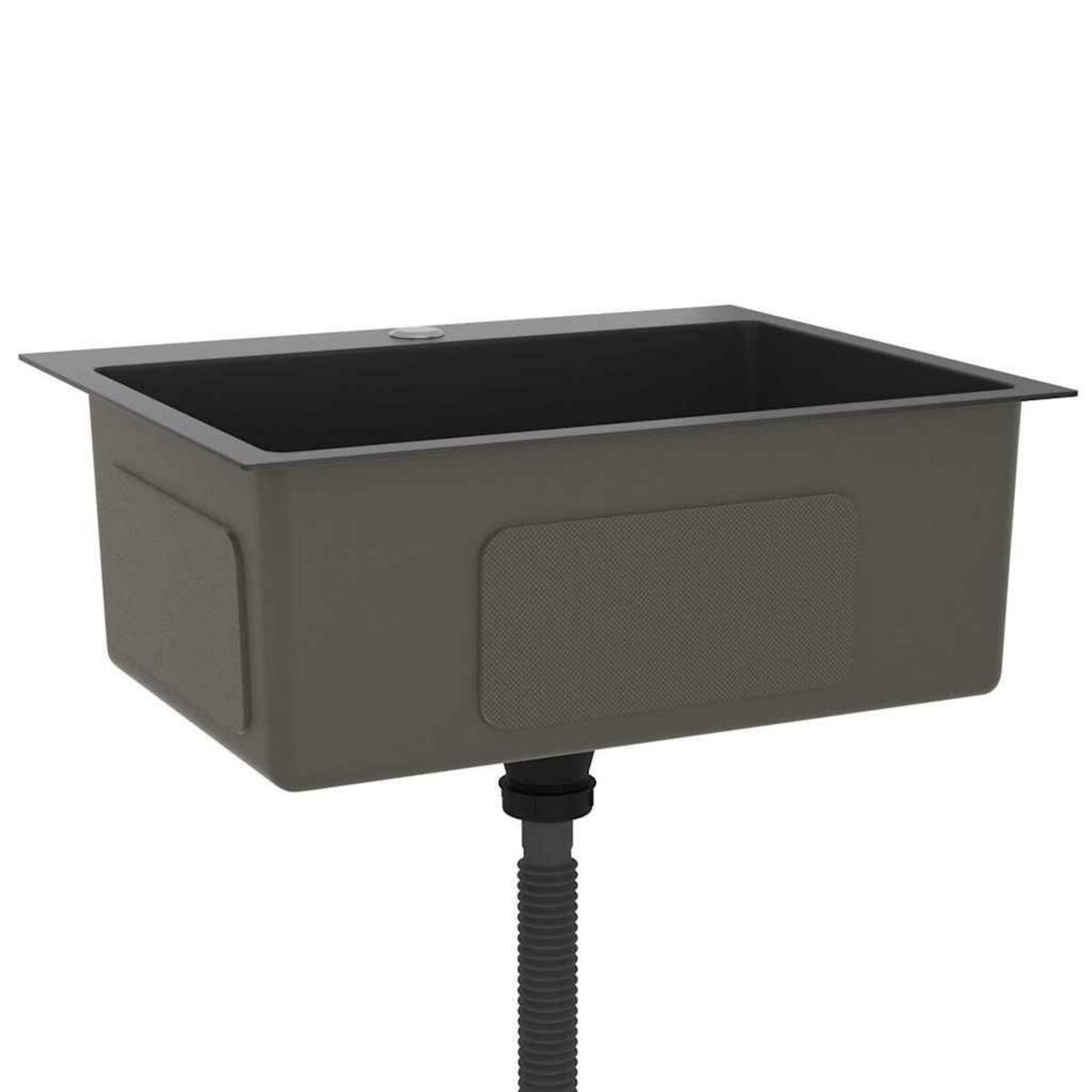 VIDAXL Evier de cuisine fait main Noir Acier inoxydable