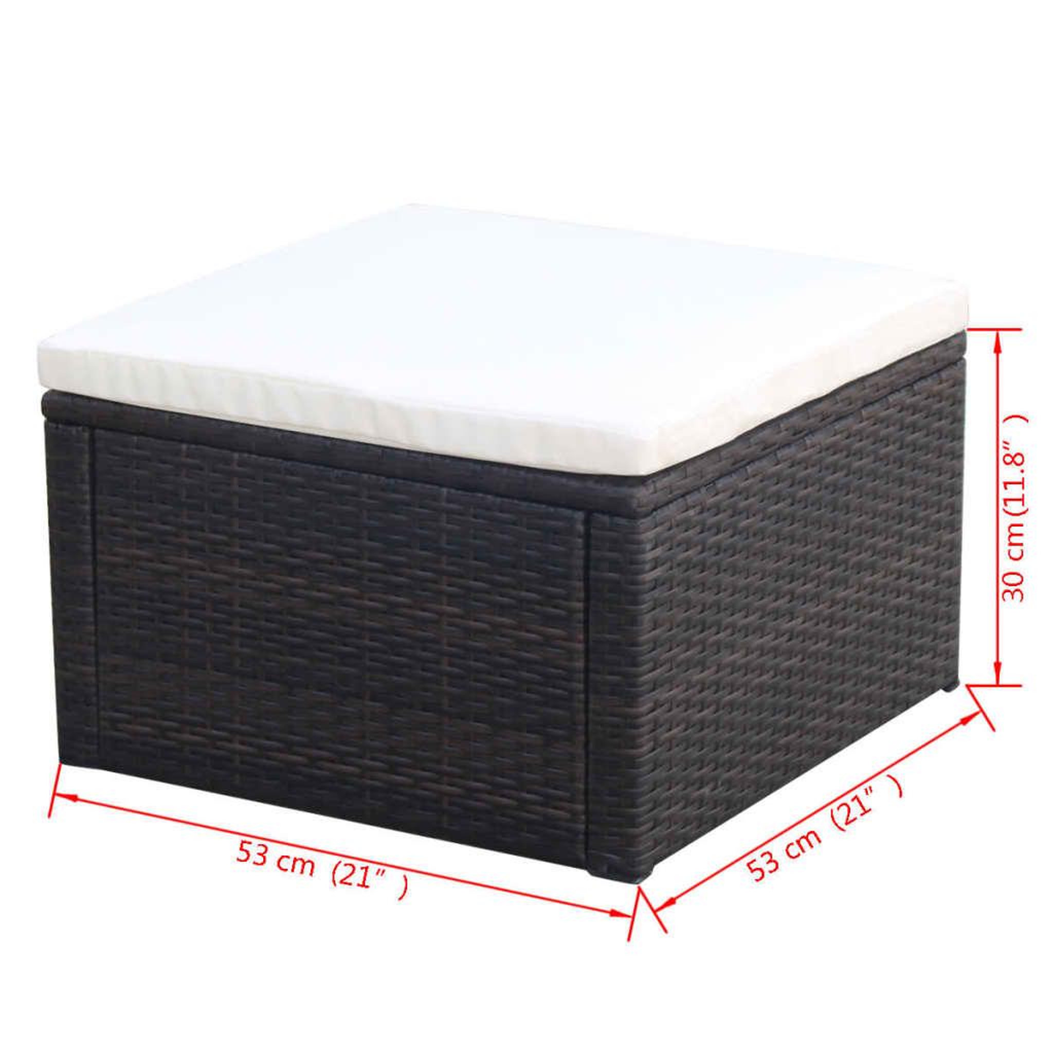 Voir la diapositive 4 : VIDAXL Tabouret / repose-pied Resine tressee 53 x 53 x 30 cm Marron