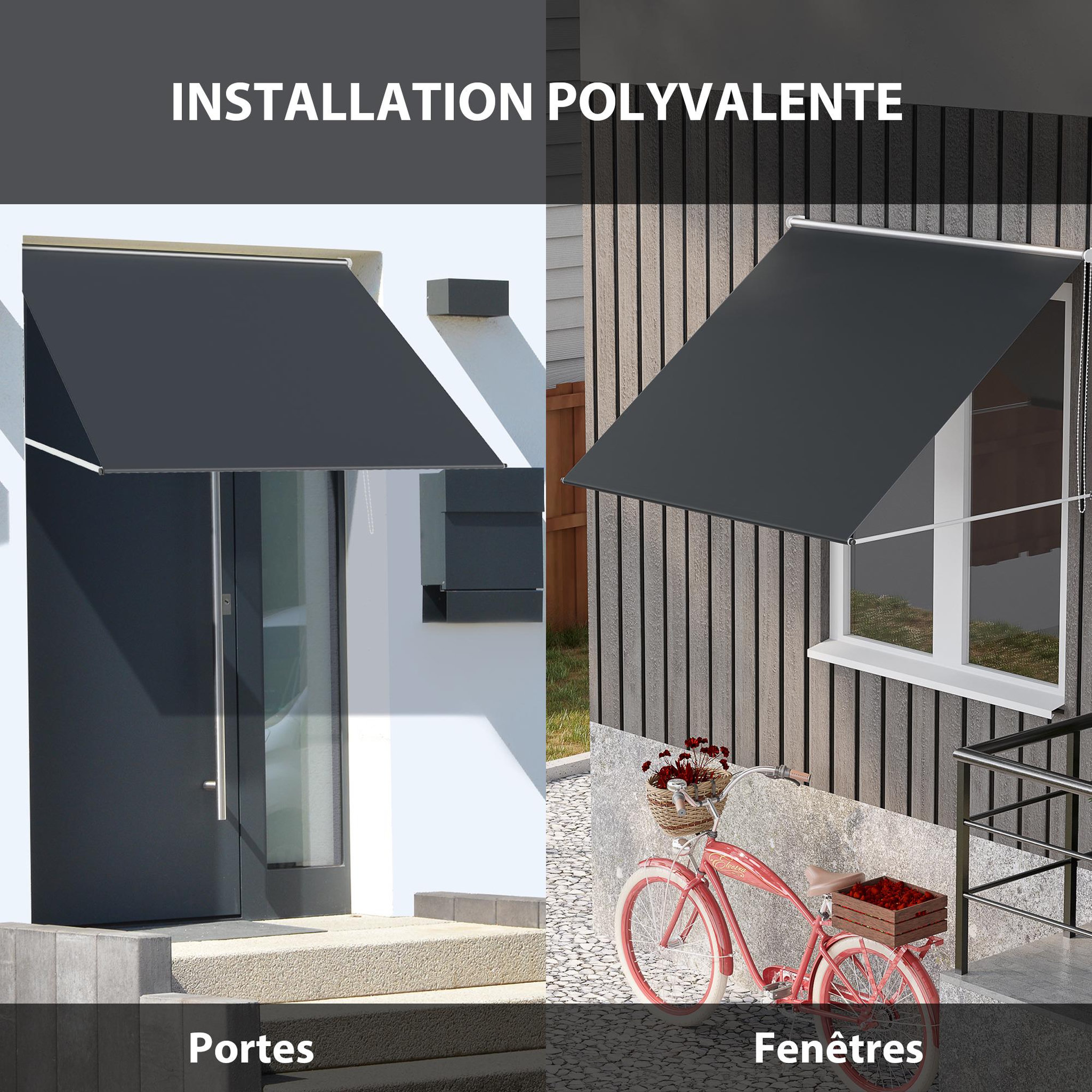 Voir la diapositive 6 : OUTSUNNY Store banne manuel inclinaison réglable acier alu. dim. 150L x 120l (avancée) cm polyester imperméabilisé anti-UV gris
