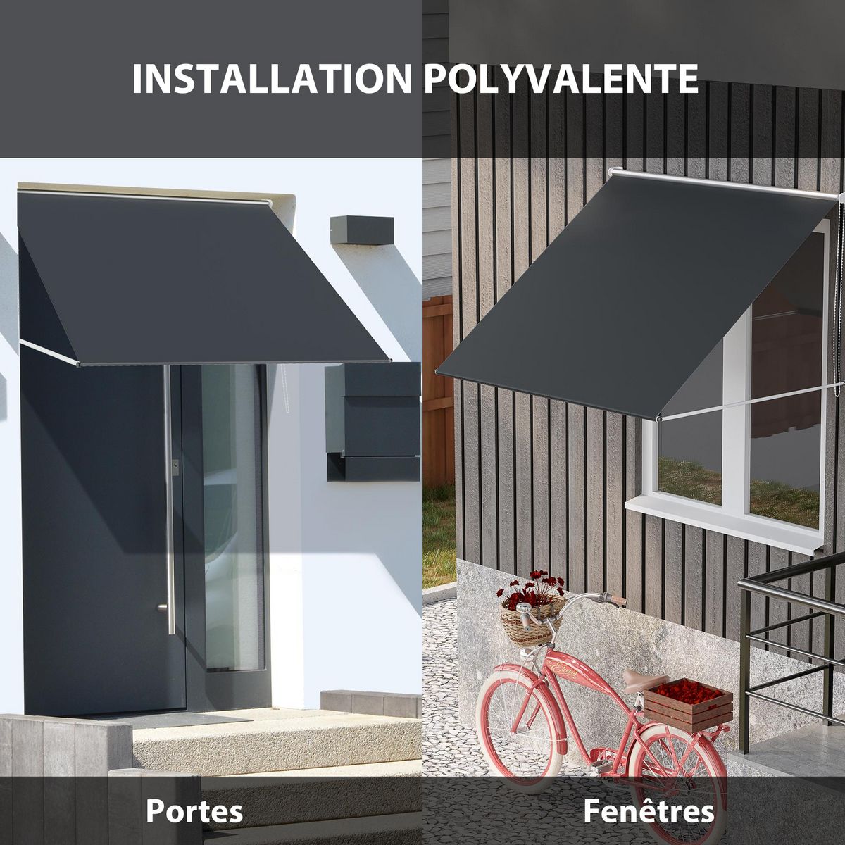 OUTSUNNY Store banne manuel inclinaison réglable acier alu. dim. 150L x 120l (avancée) cm polyester imperméabilisé anti-UV gris