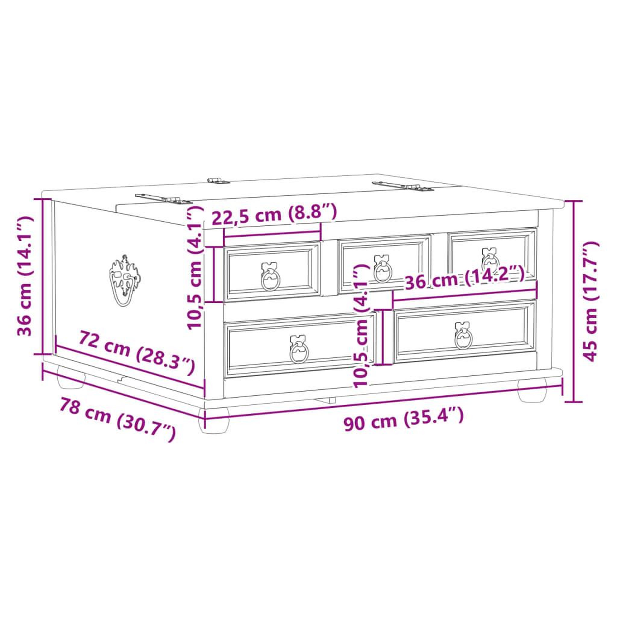 Voir la diapositive 6 : VIDAXL Boîte de rangement  90x78x45 cm bois de pin massif