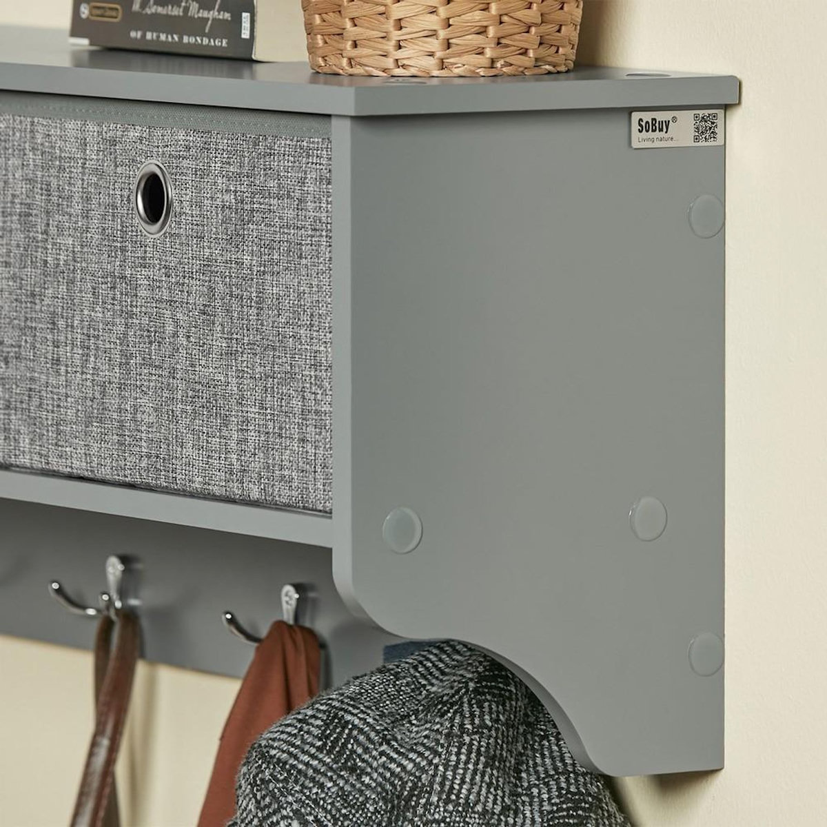 SOBUY SoBuy - Patère Murale avec 5 crochets et 3 paniers - Fonctionnel - FRG282