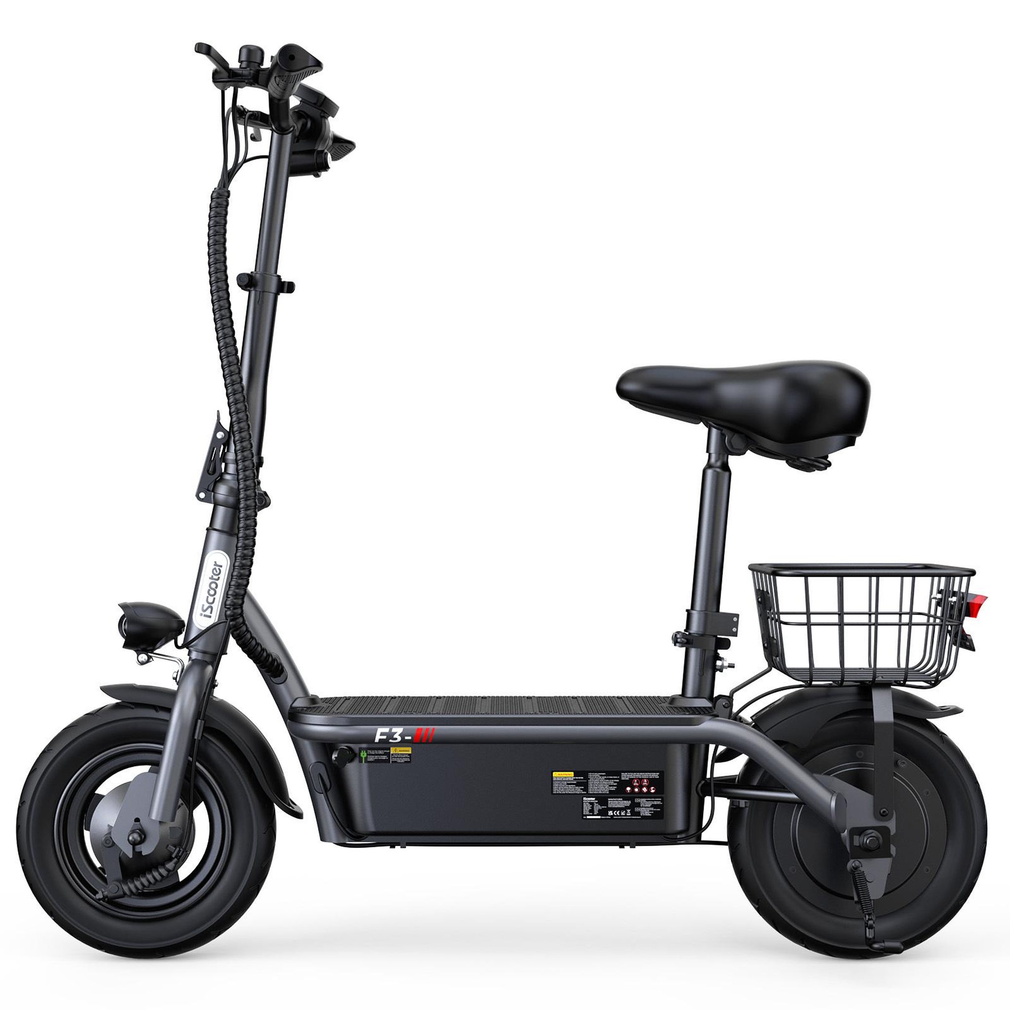 ISCOOTER Trottinette électrique iScooter F3 avec siège et panier, 10 pouces, 48 ​​V 13 Ah