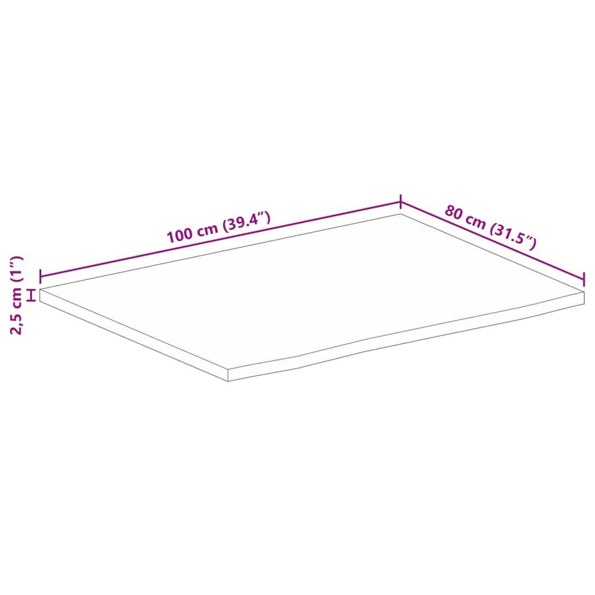 Voir la diapositive 6 : VIDAXL Dessus de table a bord vivant 100x80x2,5cm bois massif manguier