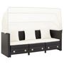 Voir la diapositive 4 : VIDAXL Canape-lit extensible 3 places avec toit Resine tressee Noir