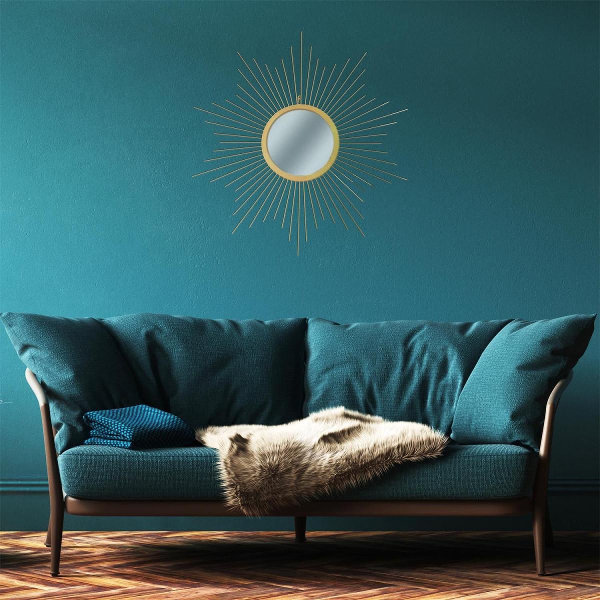 Voir la diapositive 3 : The Home Deco Factory Miroir mural design  soleil  66cm or