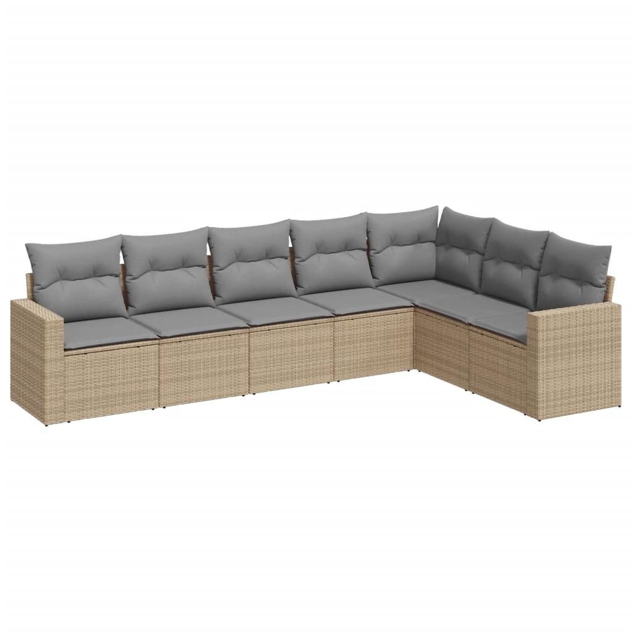 Voir la diapositive 2 : VIDAXL Salon de jardin avec coussins 7 pcs beige resine tressee