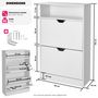 Voir la diapositive 6 : tectake Armoire à chaussures pour 12 paires de chaussures blanc