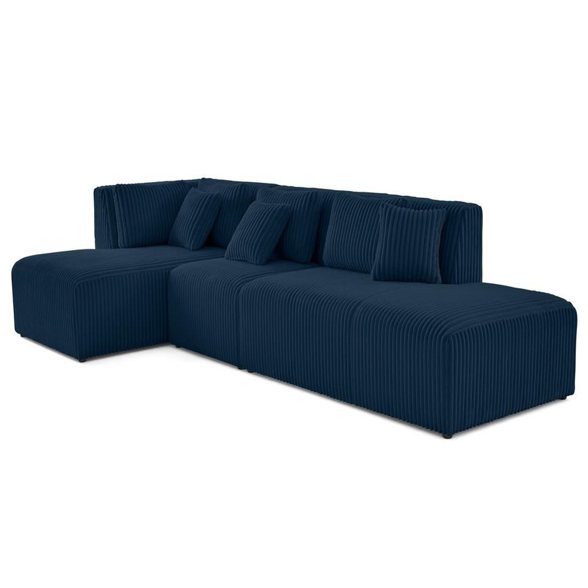 Voir la diapositive 2 : LISA DESIGN Victoire - canapé modulable d'angle gauche 5 places en velours côtelé grosses côtes