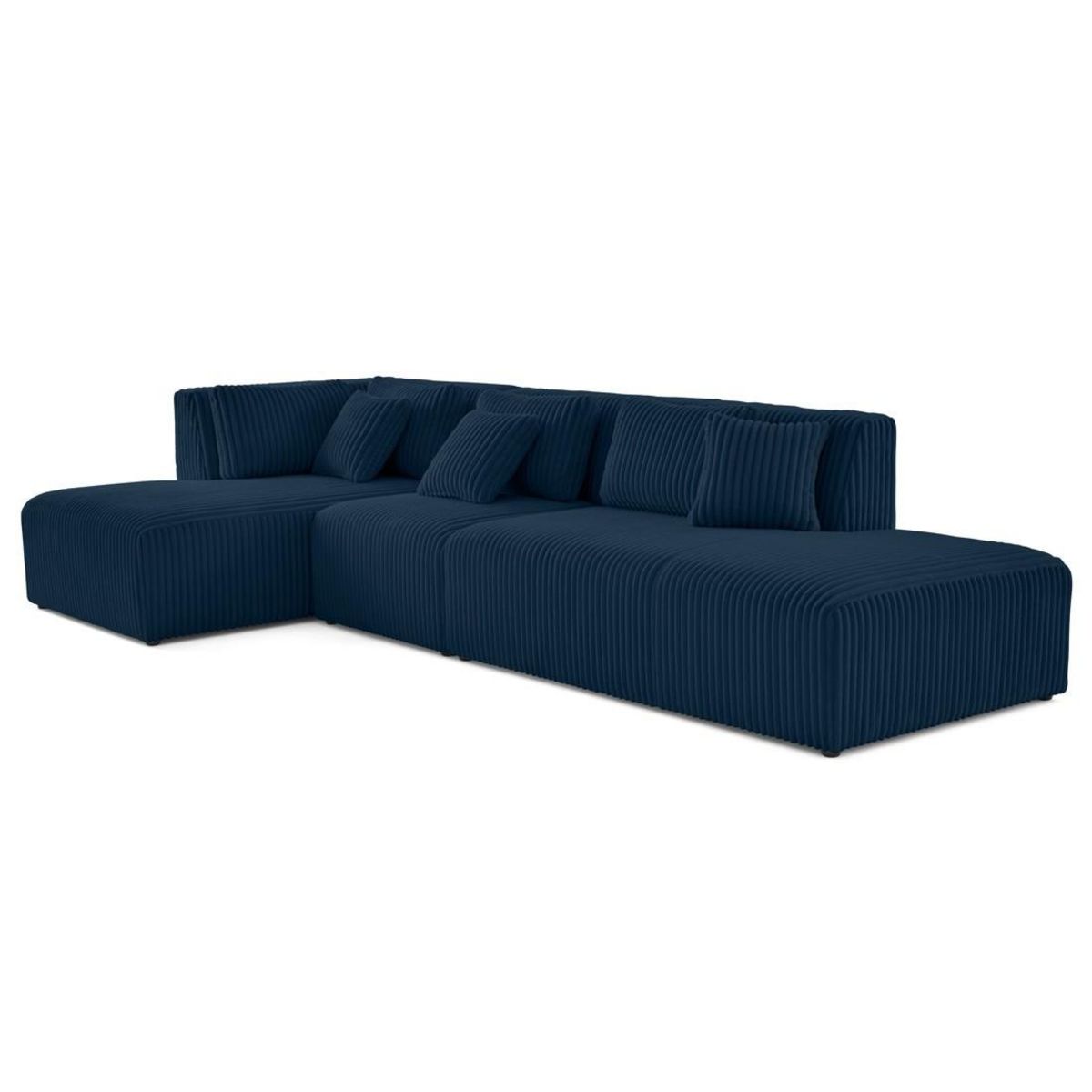 LISA DESIGN Victoire - canapé modulable d'angle gauche 5 places en velours côtelé grosses côtes