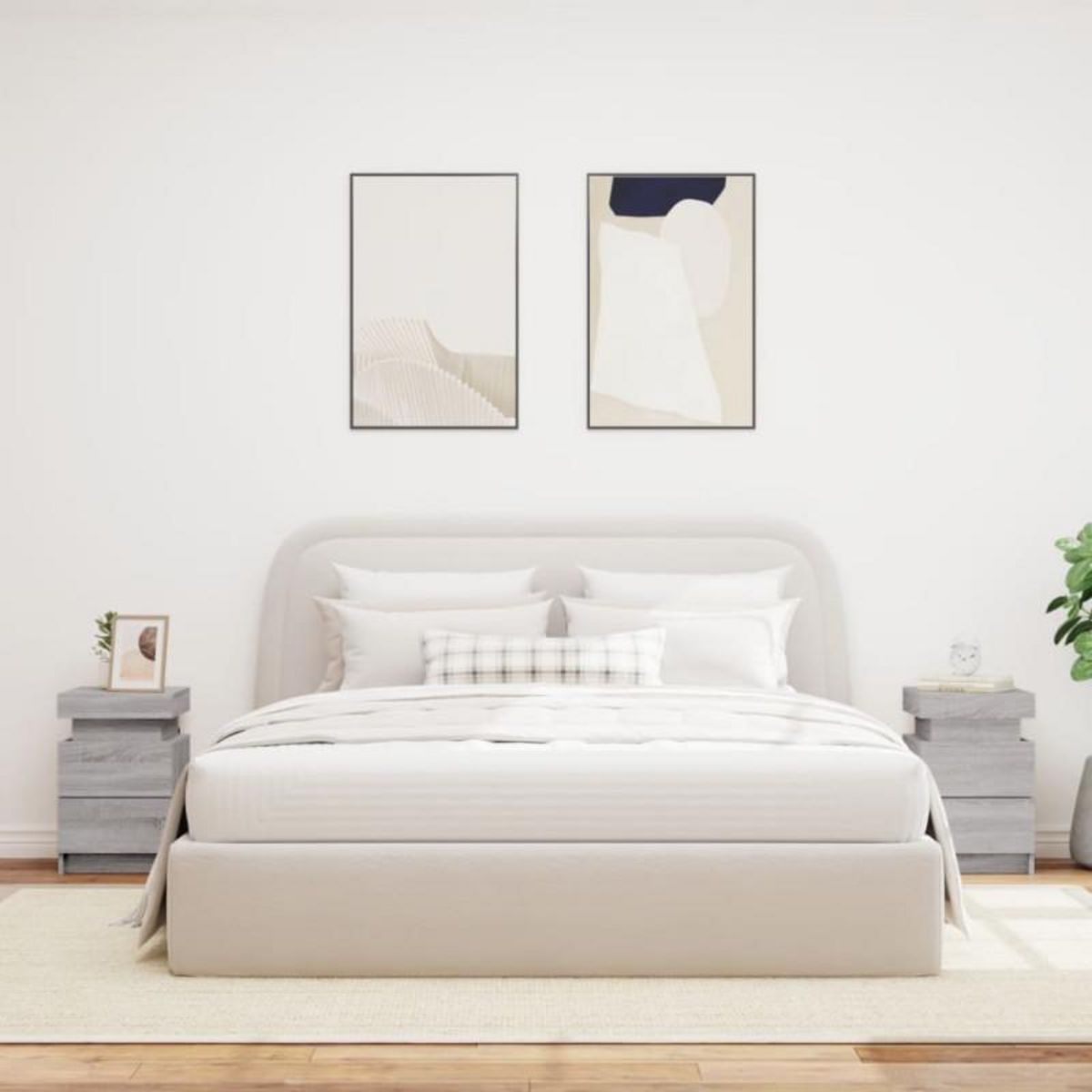 VIDAXL Tables de chevet avec lumières LED 2 pcs sonoma gris 35x39x55cm