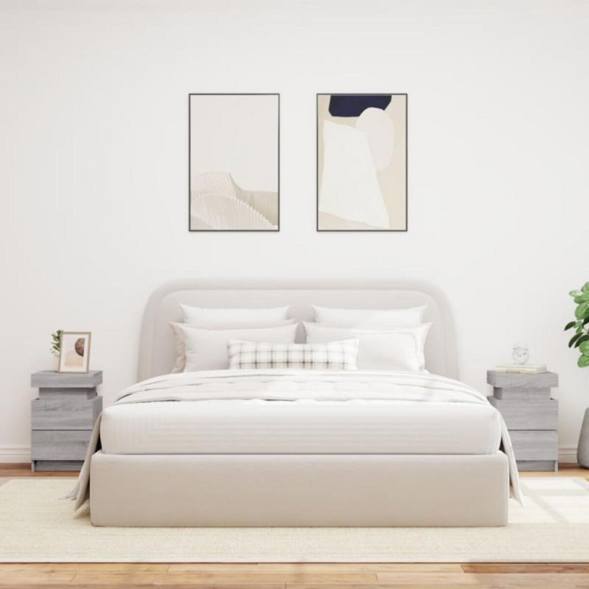 VIDAXL Tables de chevet avec lumières LED 2 pcs sonoma gris 35x39x55cm