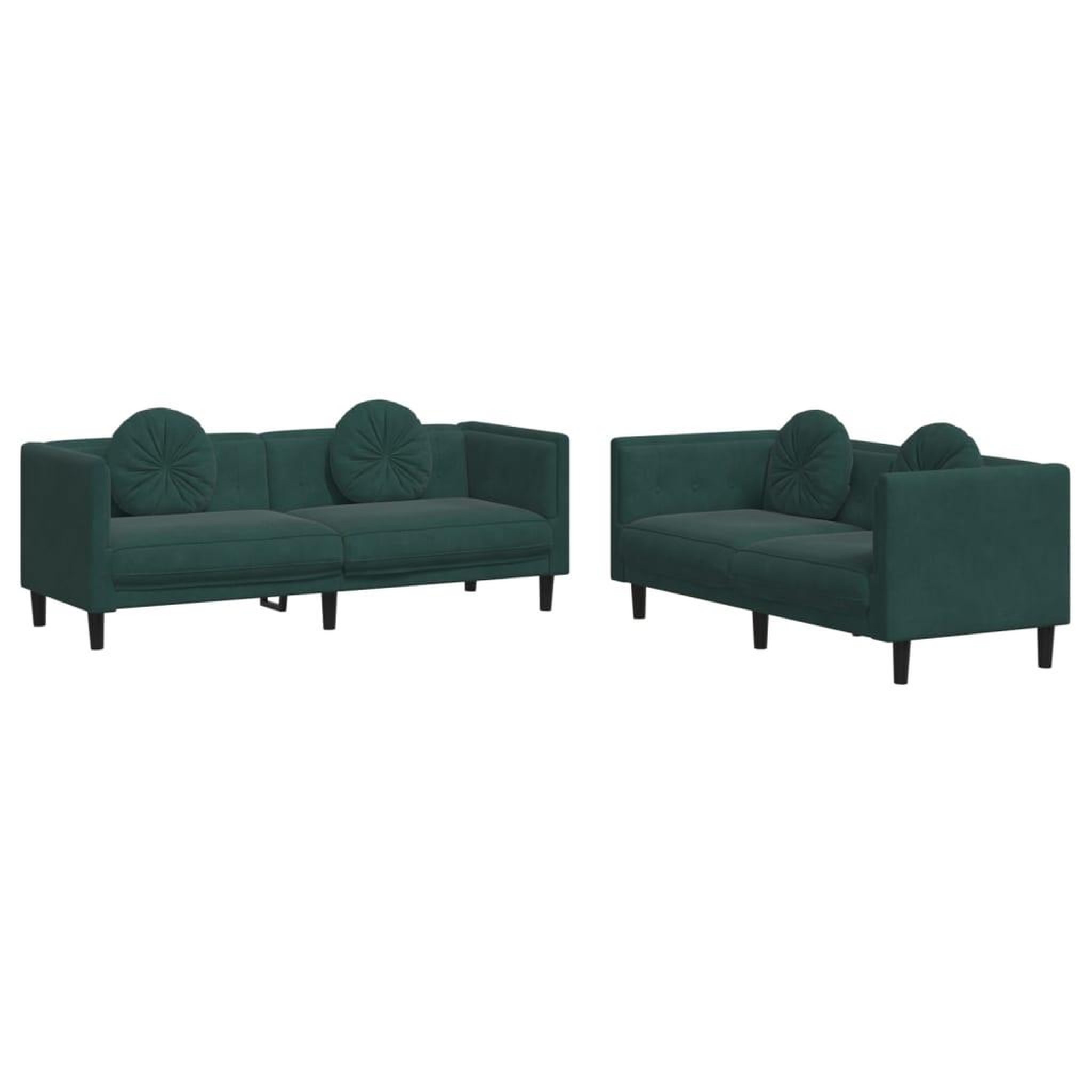 Voir la diapositive 2 : VIDAXL Ensemble de canapes 2 pcs avec coussins vert fonce velours