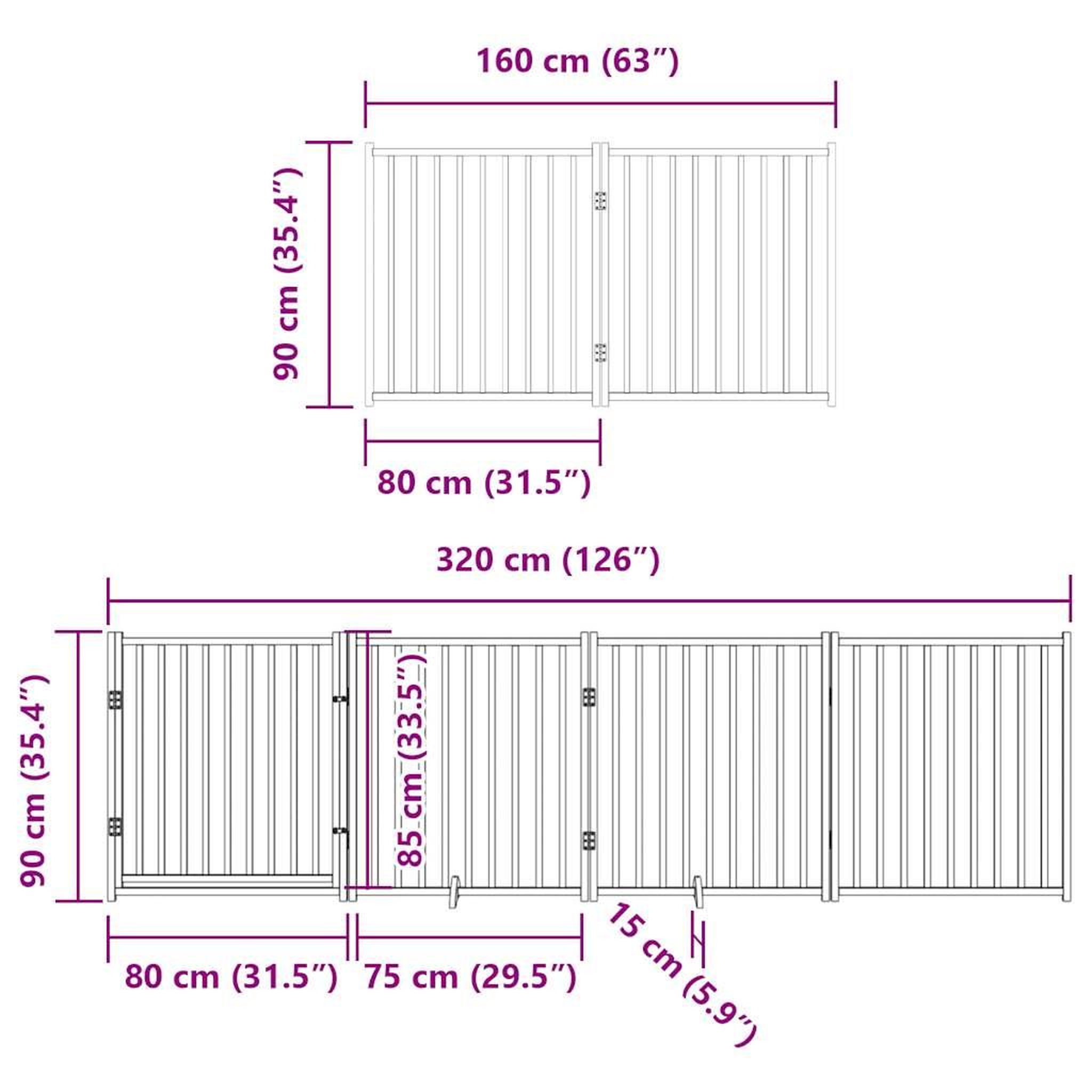 Voir la diapositive 6 : VIDAXL Barriere pour chien avec porte pliable 6 panneaux bois peuplier