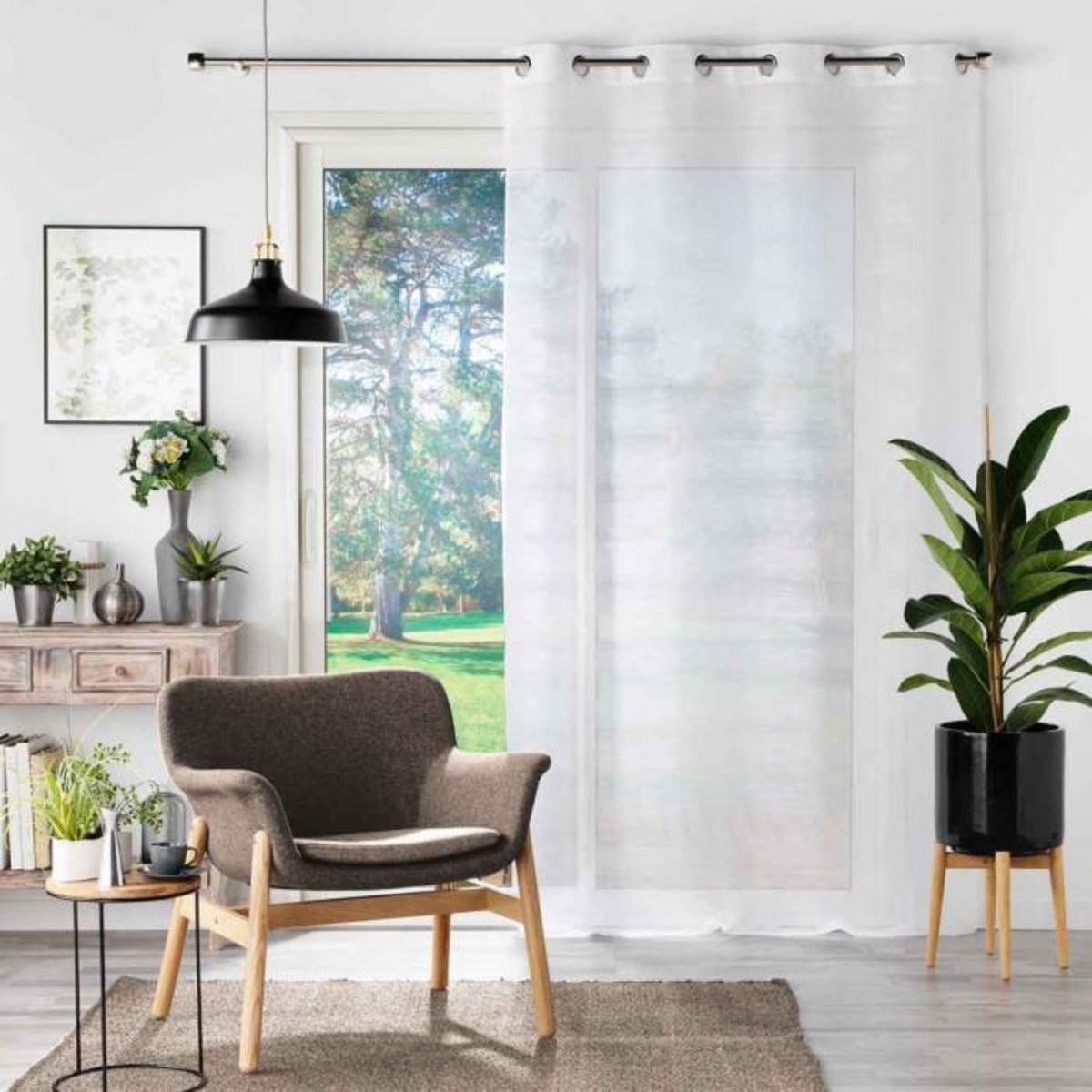 Paris Prix Rideau Voilage à Œillets  Effie  140x280cm Gris