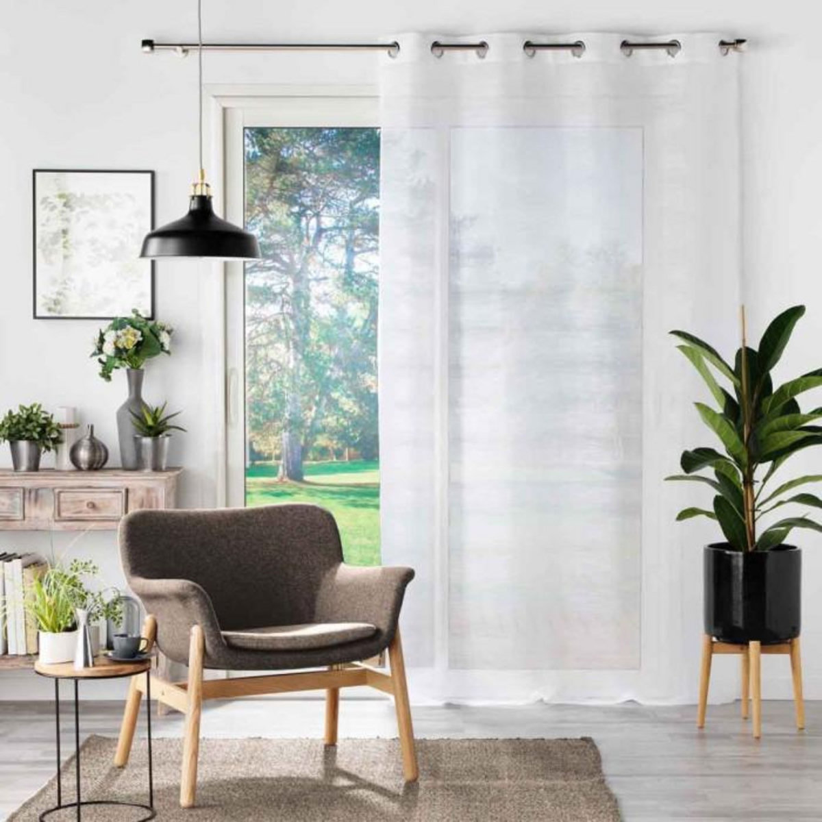 Paris Prix Rideau Voilage à Œillets  Effie  140x280cm Gris