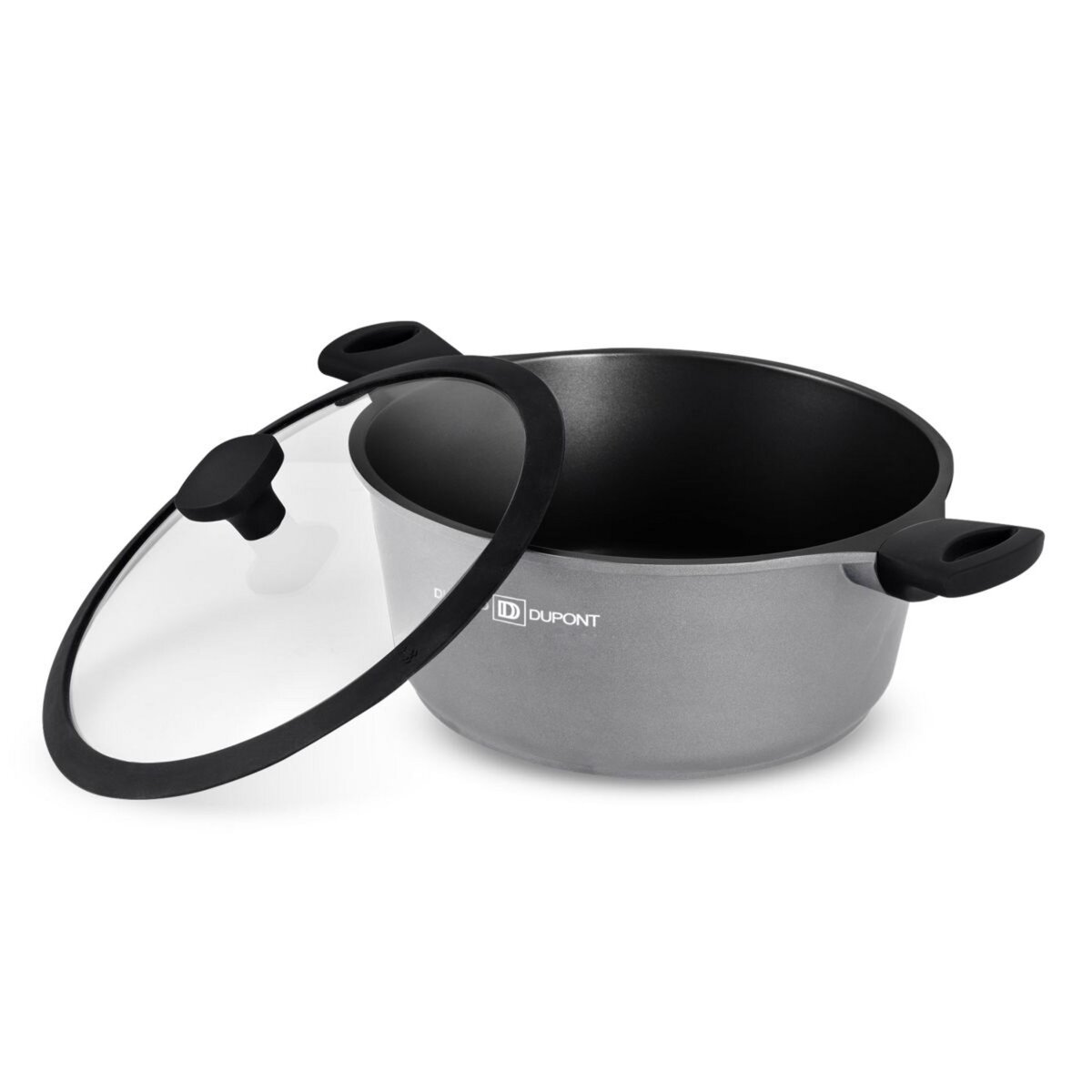 DURAND DUPONT Faitout 24cm enn fonte d'aluminium avec couvercle en silicone