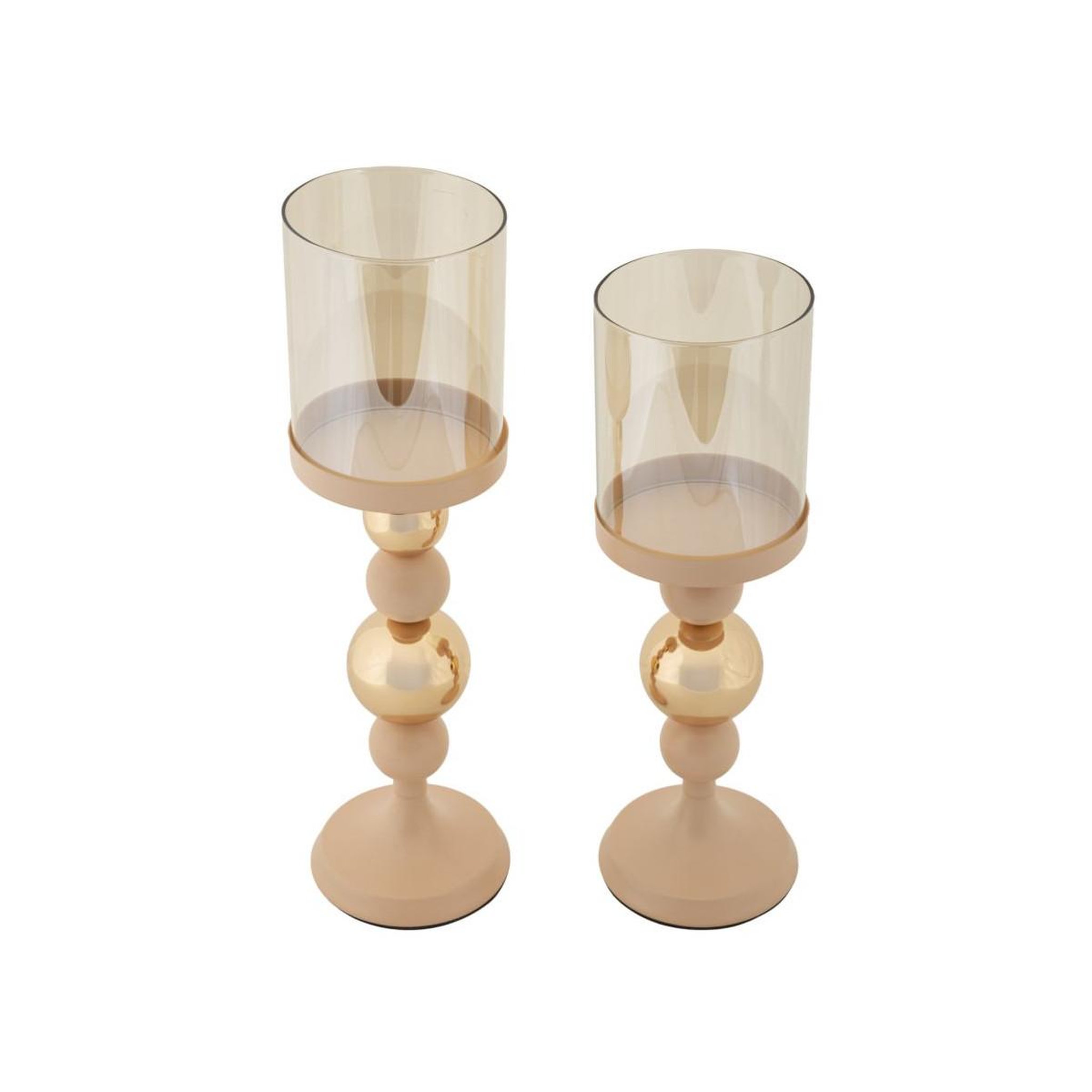 Voir la diapositive 2 : Paris Prix Lot de 2 bougeoirs design  strek  36cm rose & or