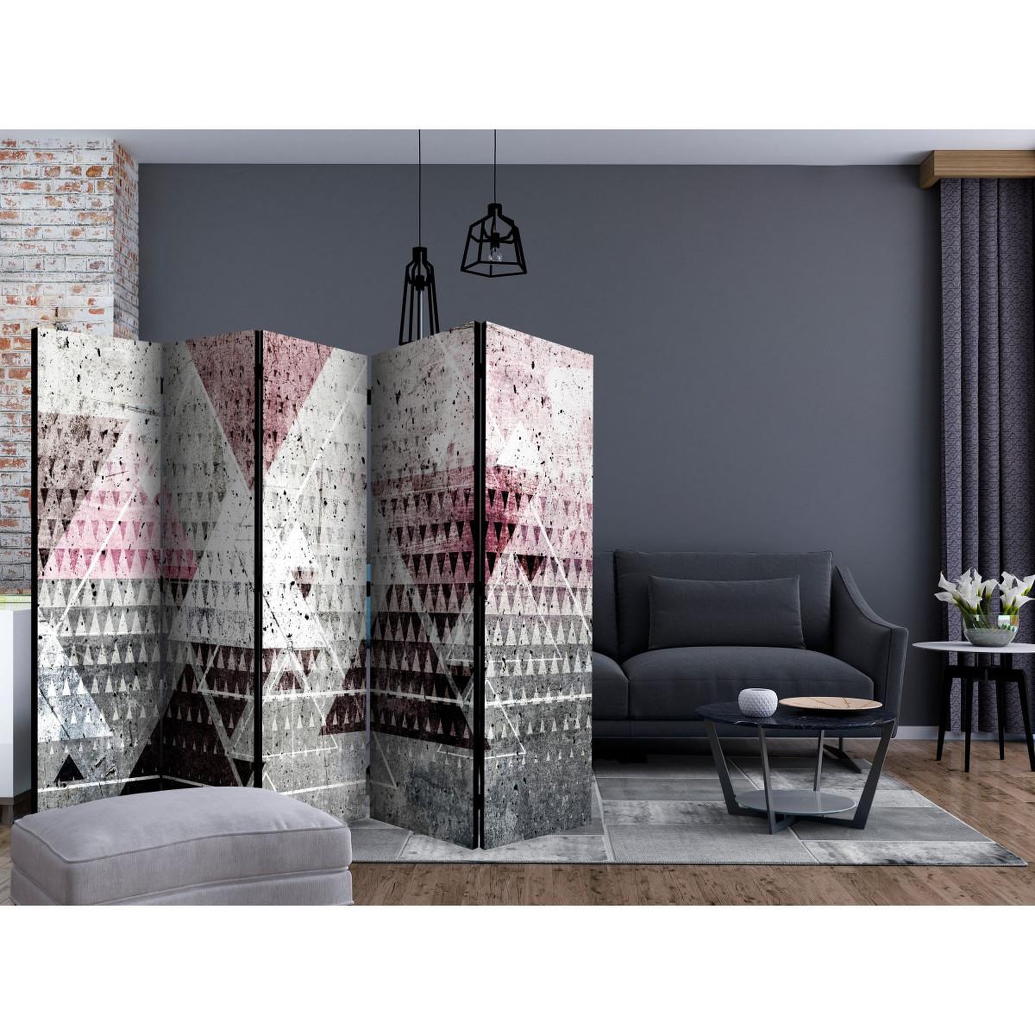 Voir la diapositive 2 : Paris Prix Paravent 5 volets  triangles  172x225cm