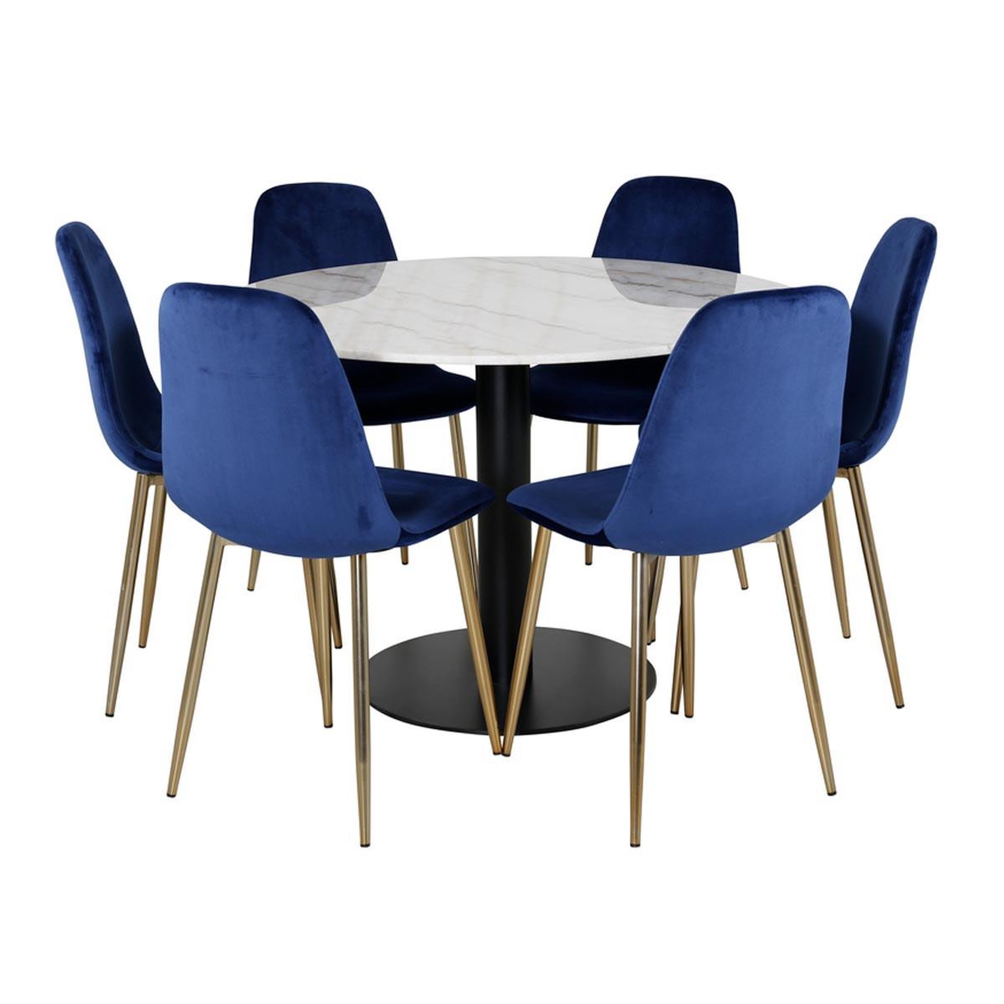 Paris Prix Ensemble table à manger & 6 chaises  estelle i & polar ii  106cm blanc & bleu