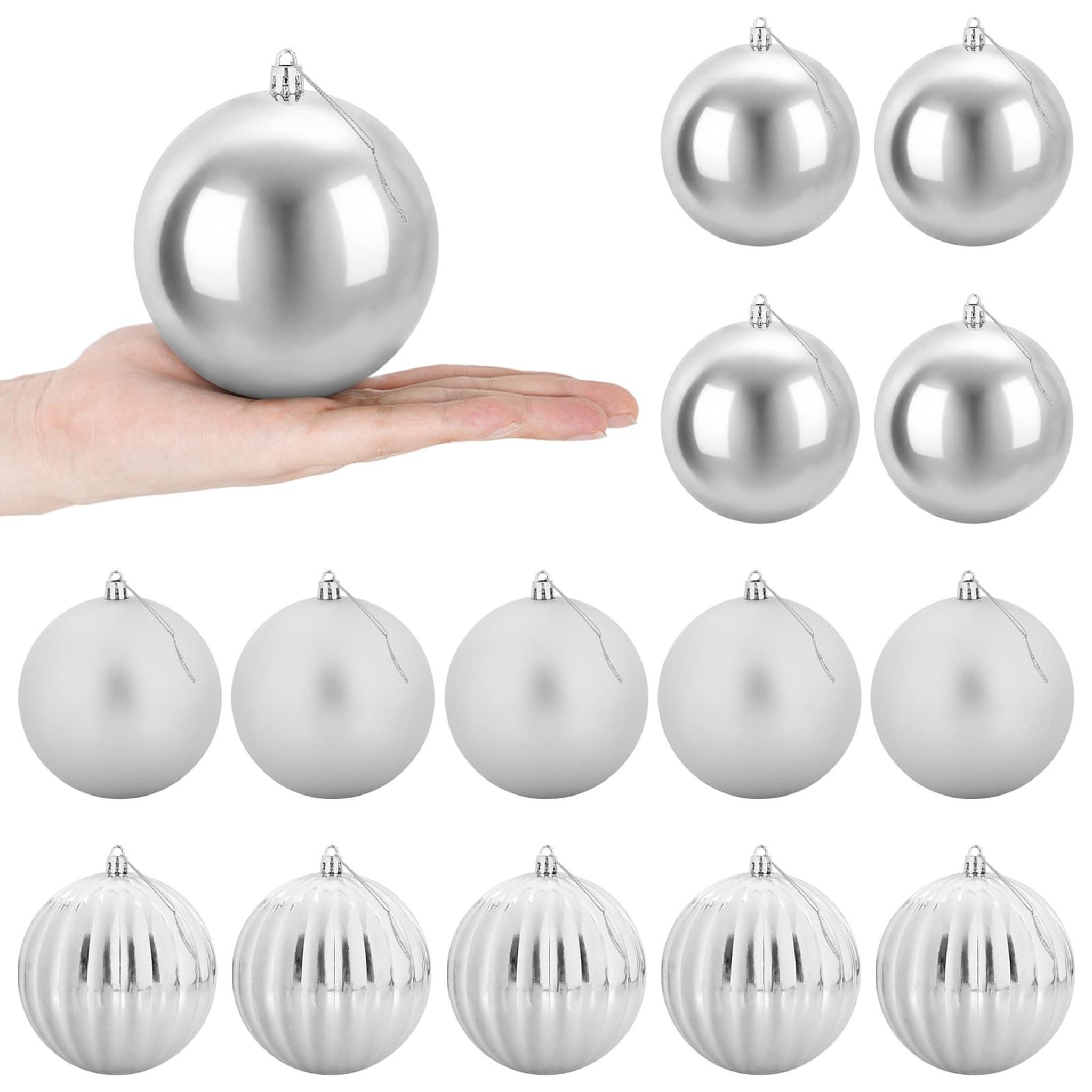 VIDAXL Ensemble de boules de Noël XL 15 pc Argente Diam. 10 cm
