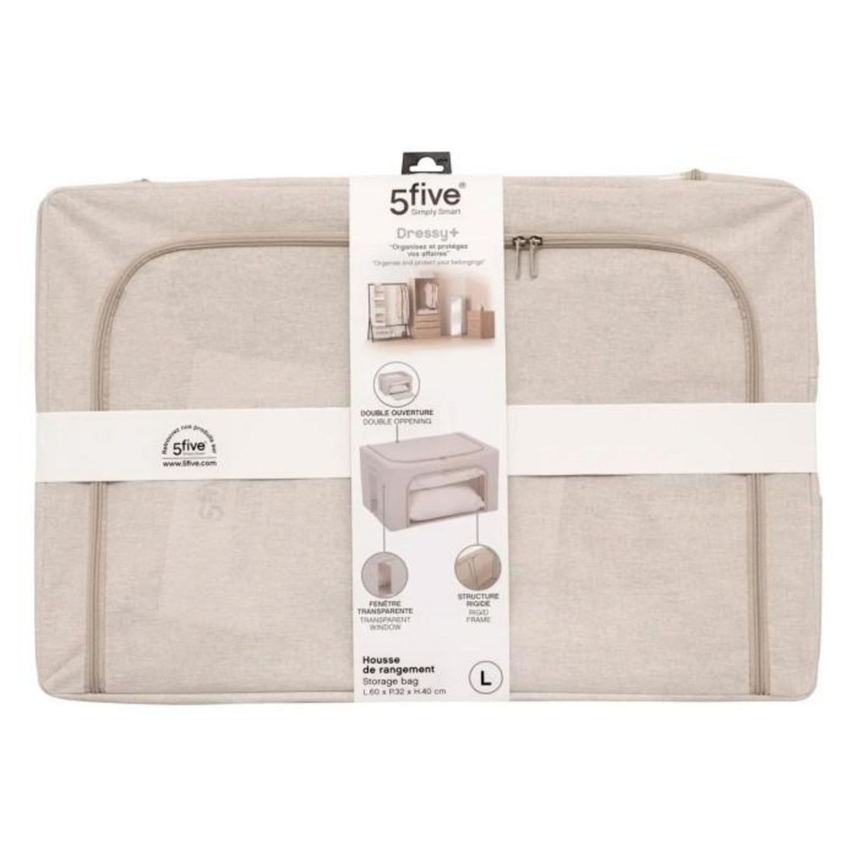 FIVE Housse de Rangement Double Ouverture  Dressy  60cm Beige