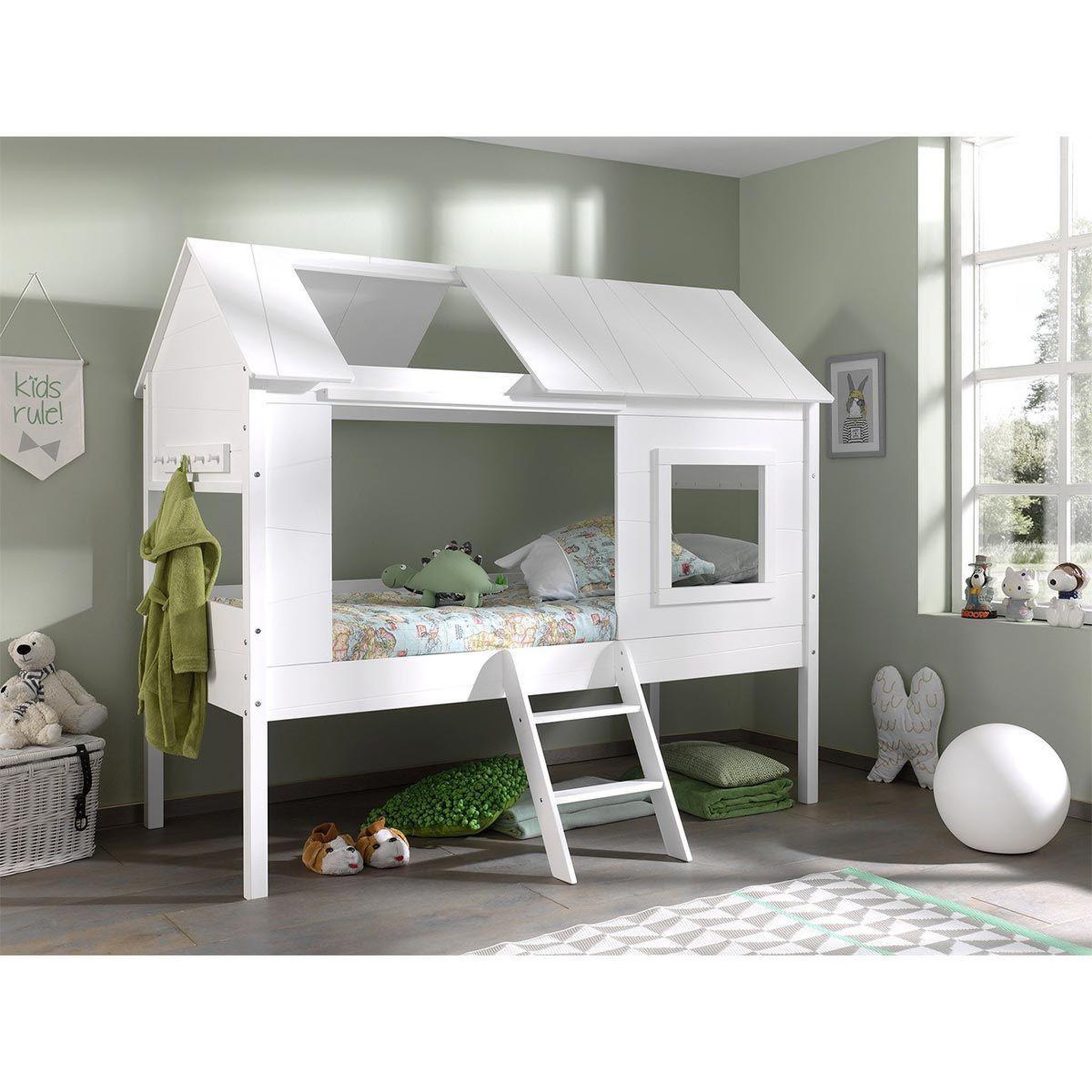 Voir la diapositive 5 : Paris Prix Pack - lit cabane enfant & sommier  charlotte  90x200cm blanc